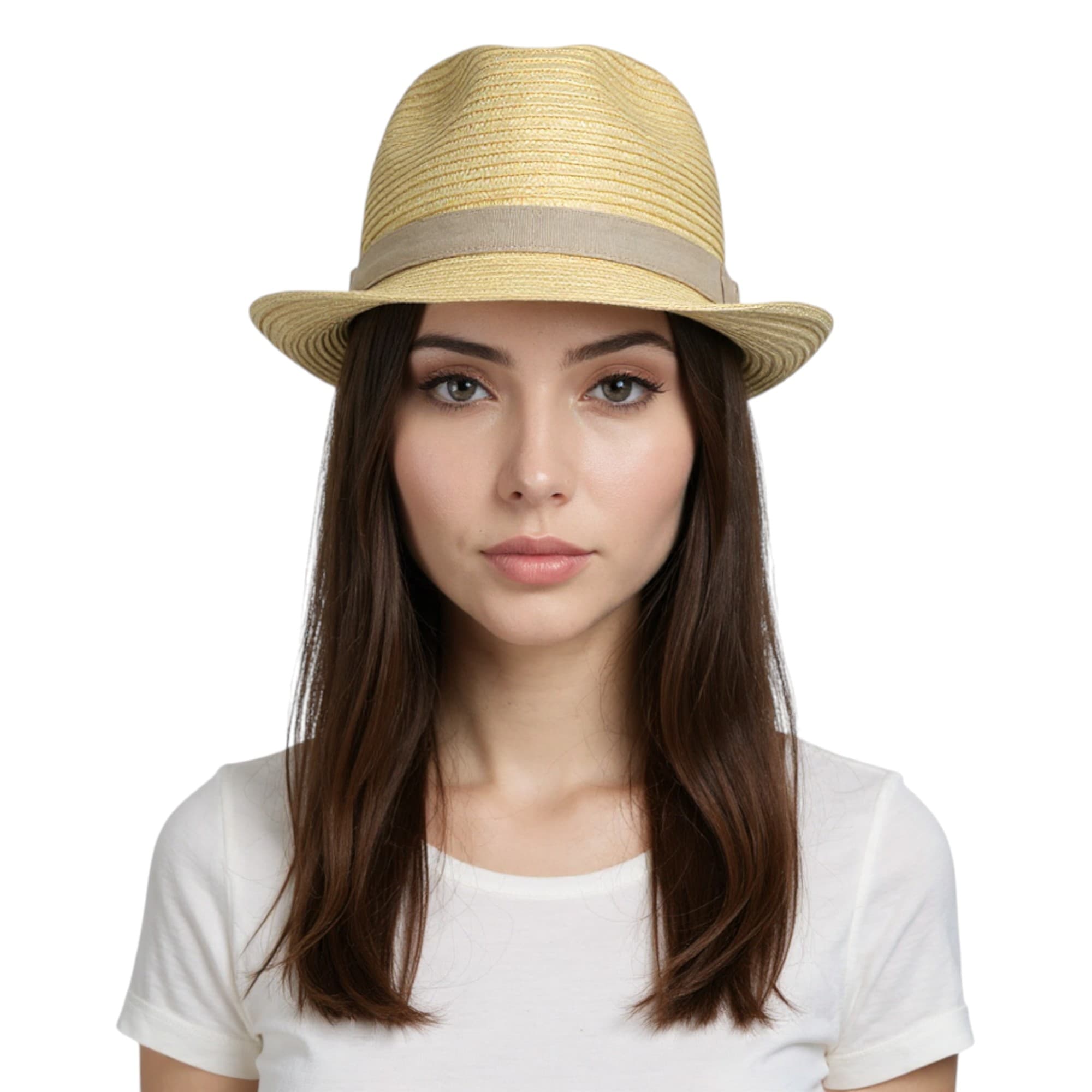 DIESEL Ceveryun Sombrero cream paper trilby hat front view