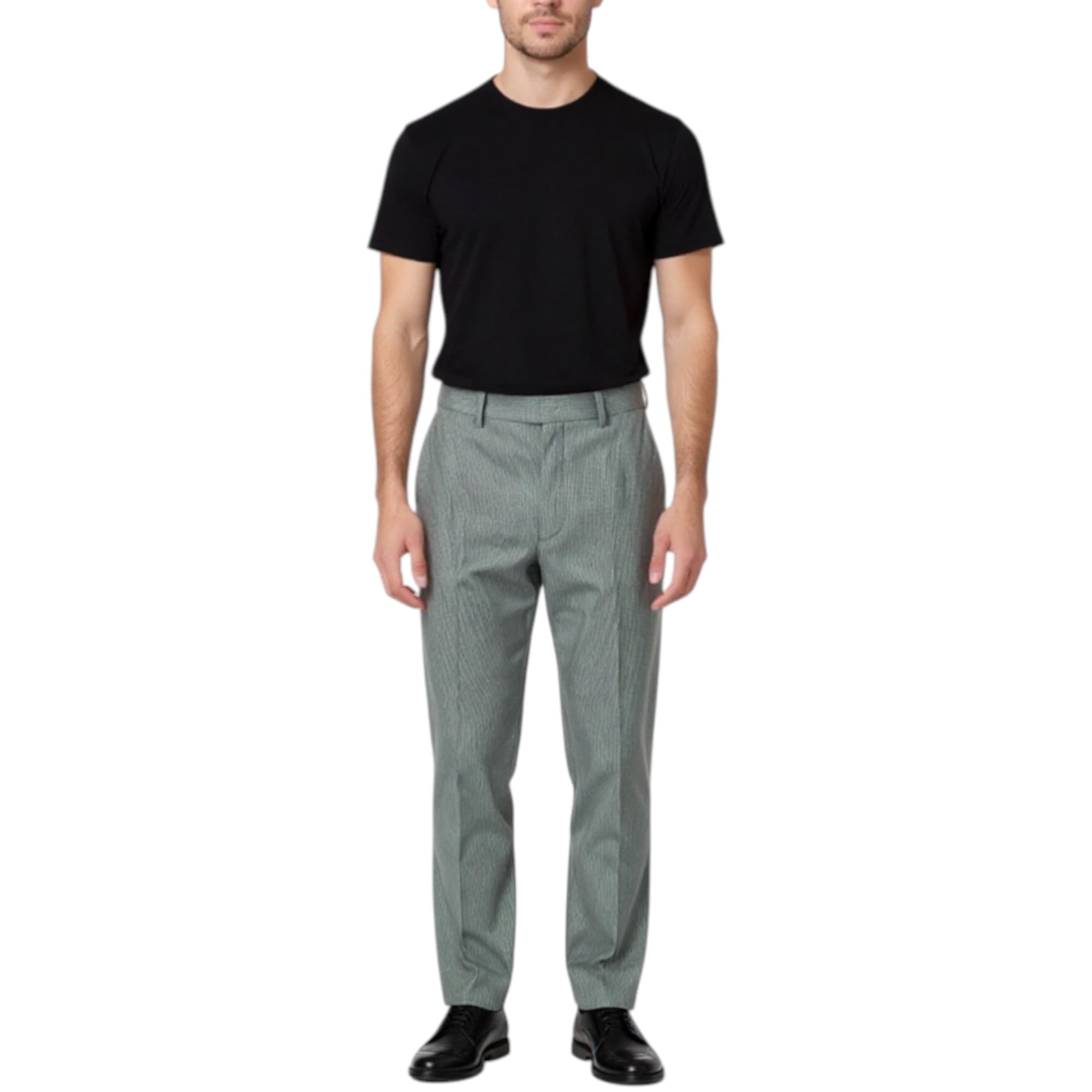 DSQUARED2 men's regular fit formal trousers in black, green and white front view