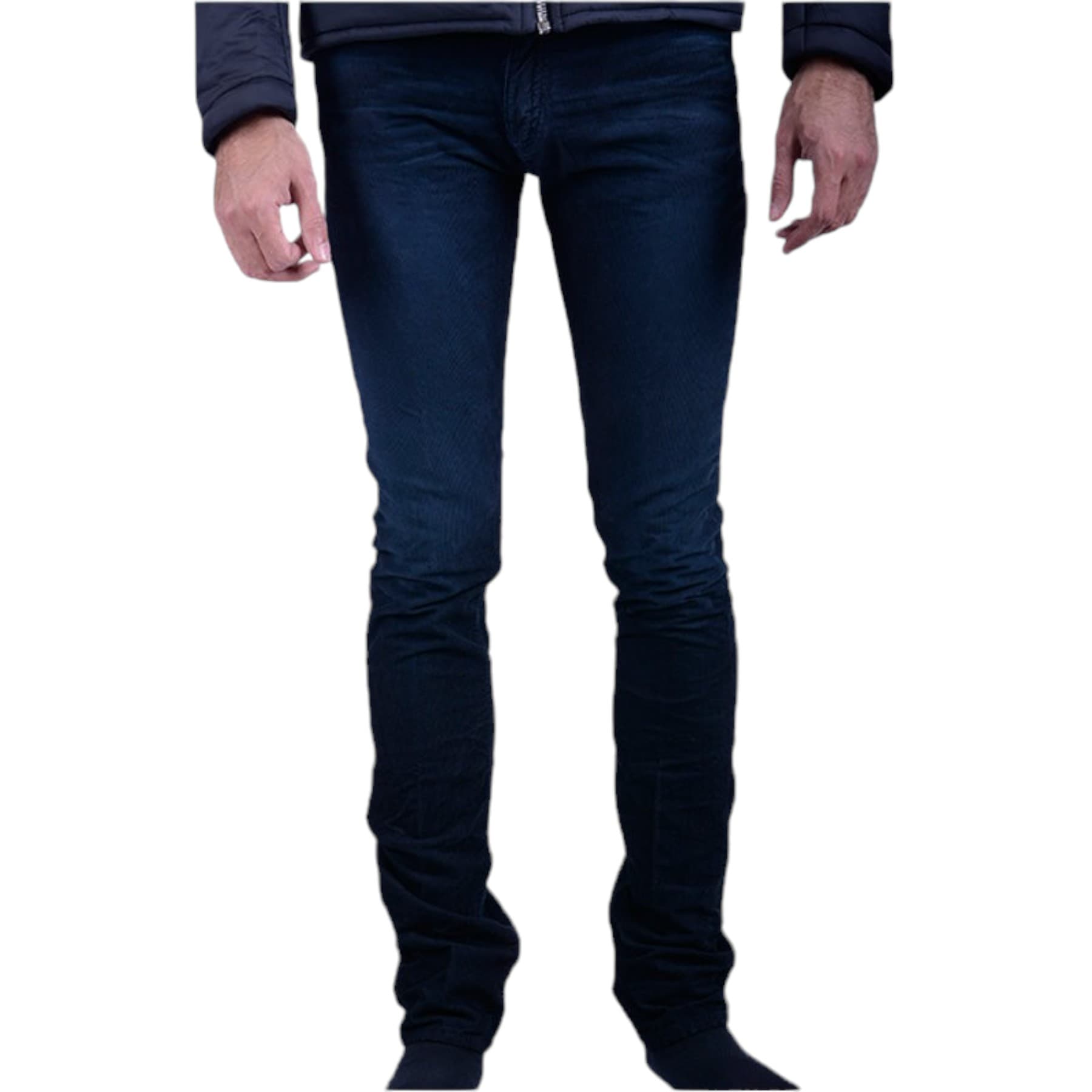 Emporio Armani UNJO8 navy men's jeans front view, super slim fit