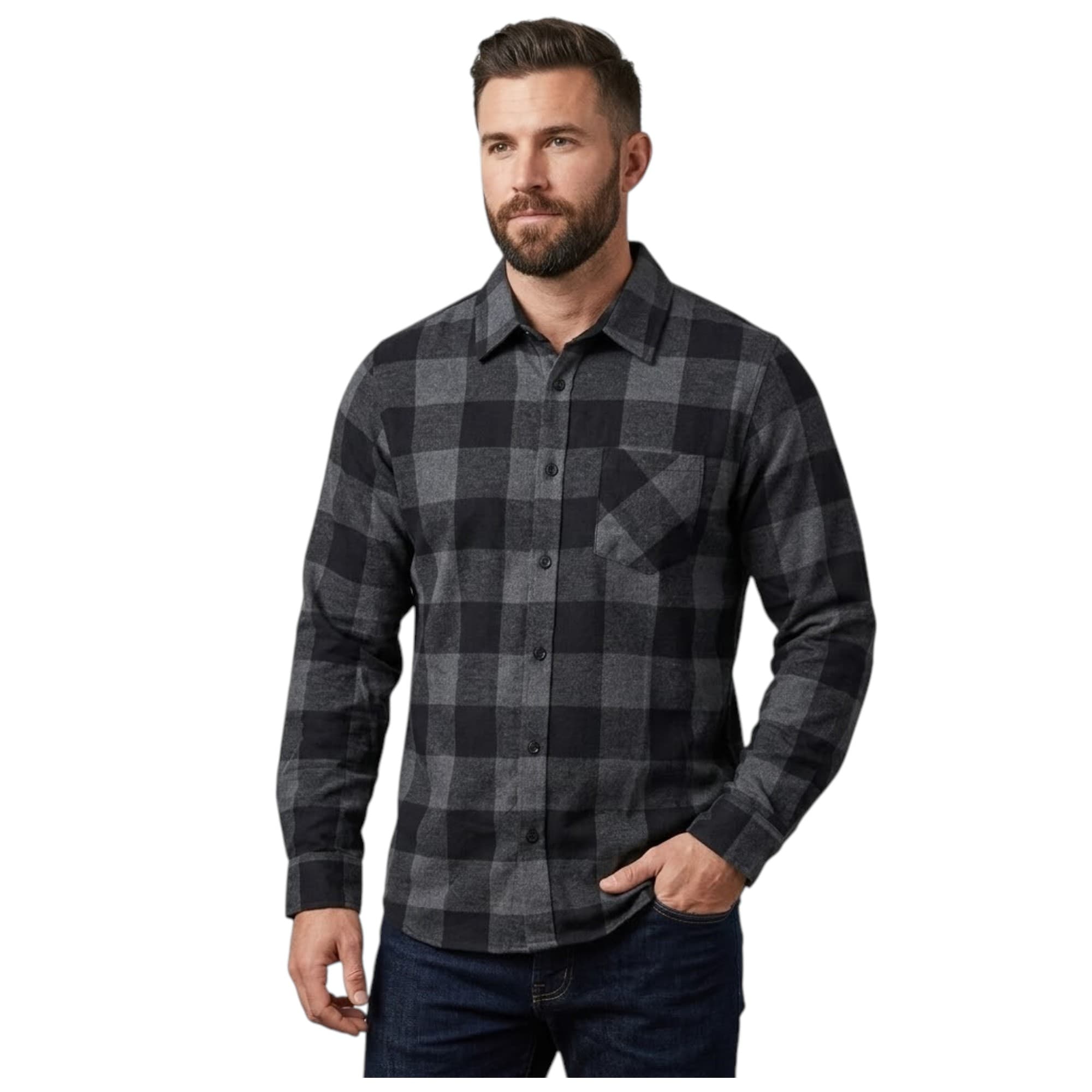 EUROCLIPS Mens CHESS Check Long Sleeve Shirts