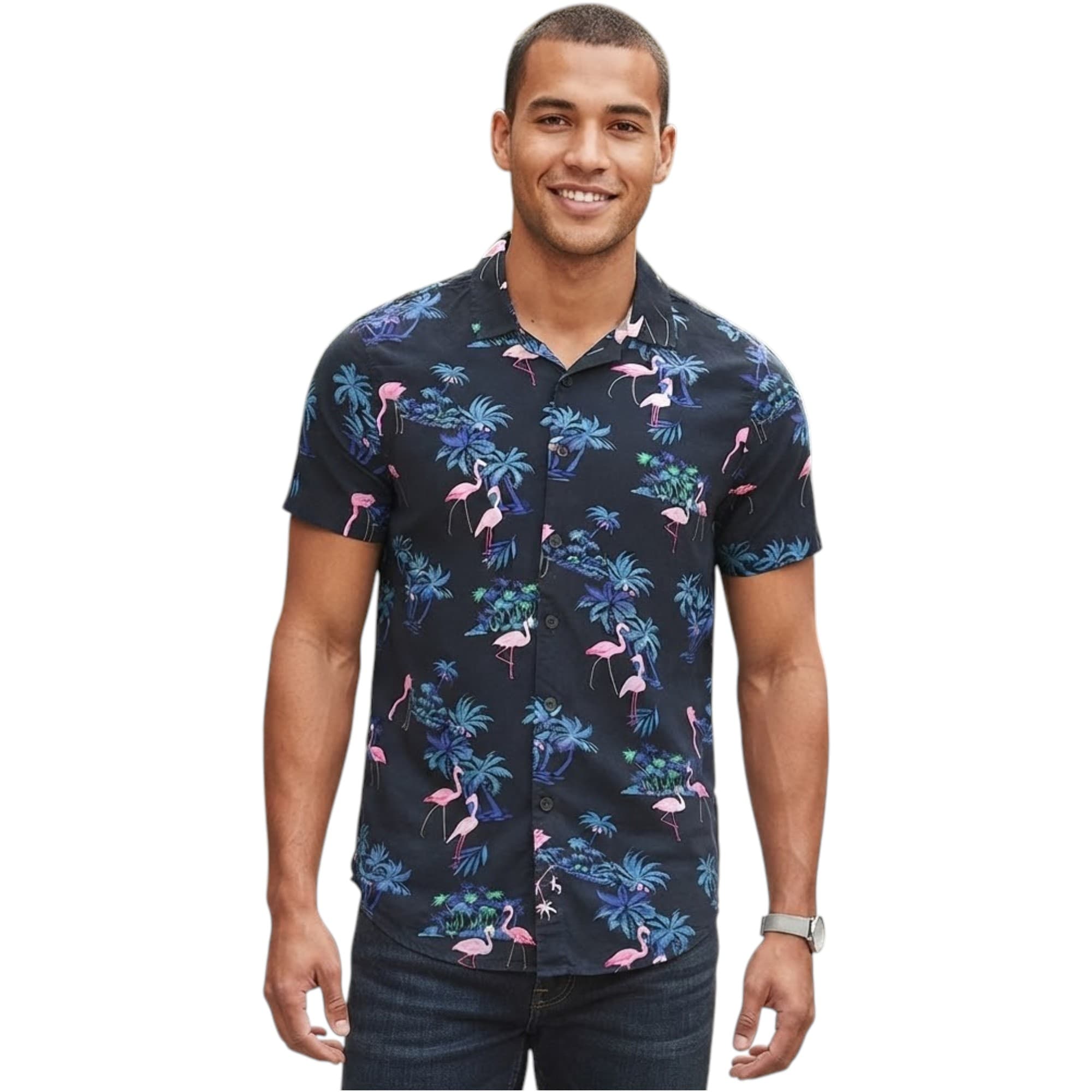 HOLLISTER Mens Short Sleeve Floral Shirt