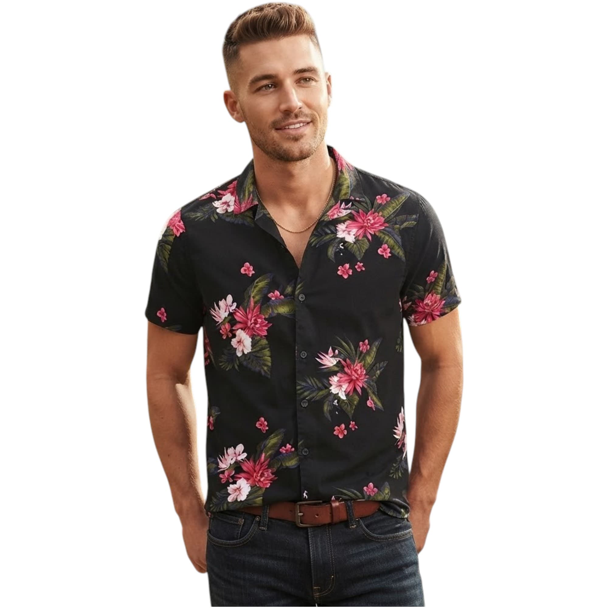 HOLLISTER Mens Short Sleeve Floral Shirt