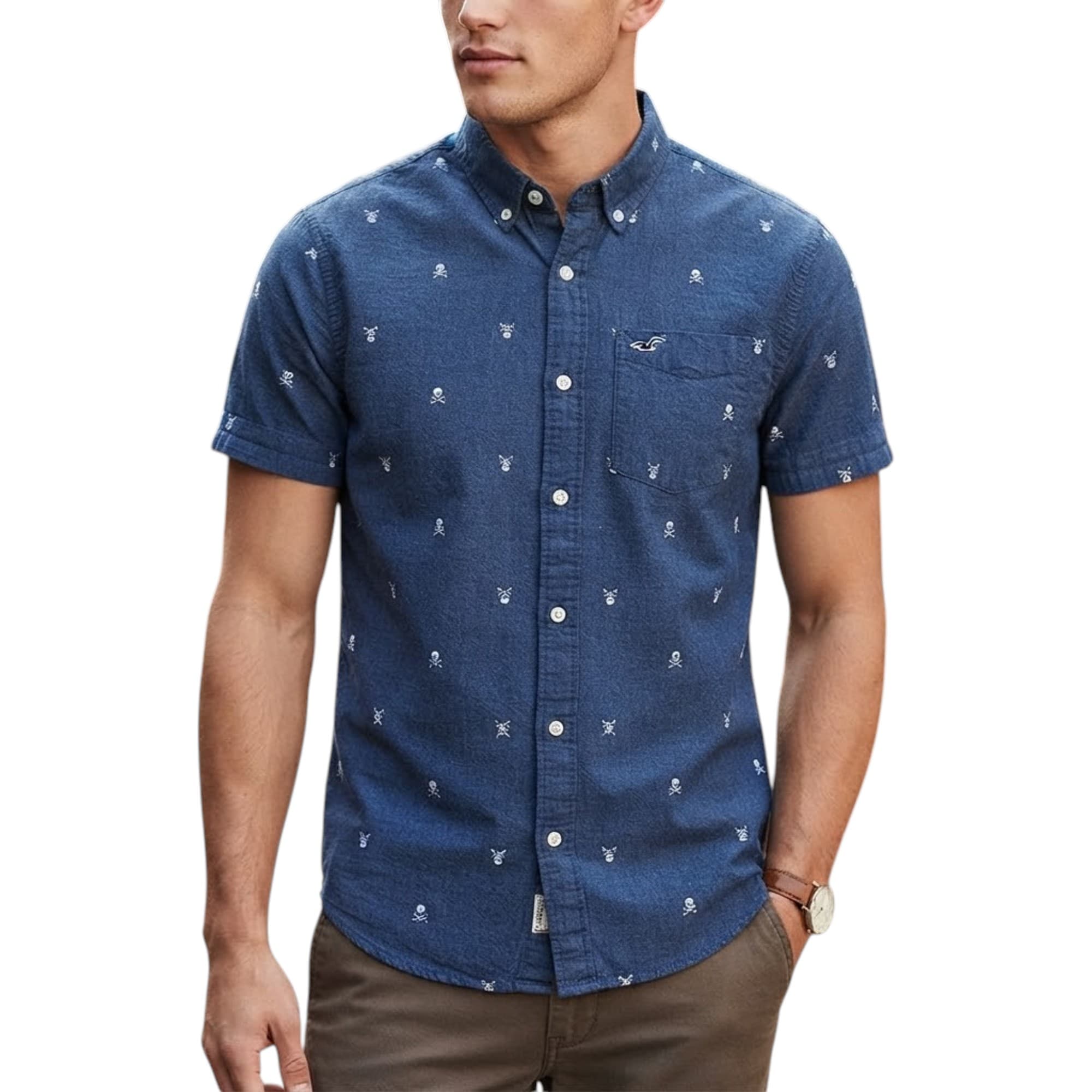 HOLLISTER Mens Short Sleeve Floral Shirt