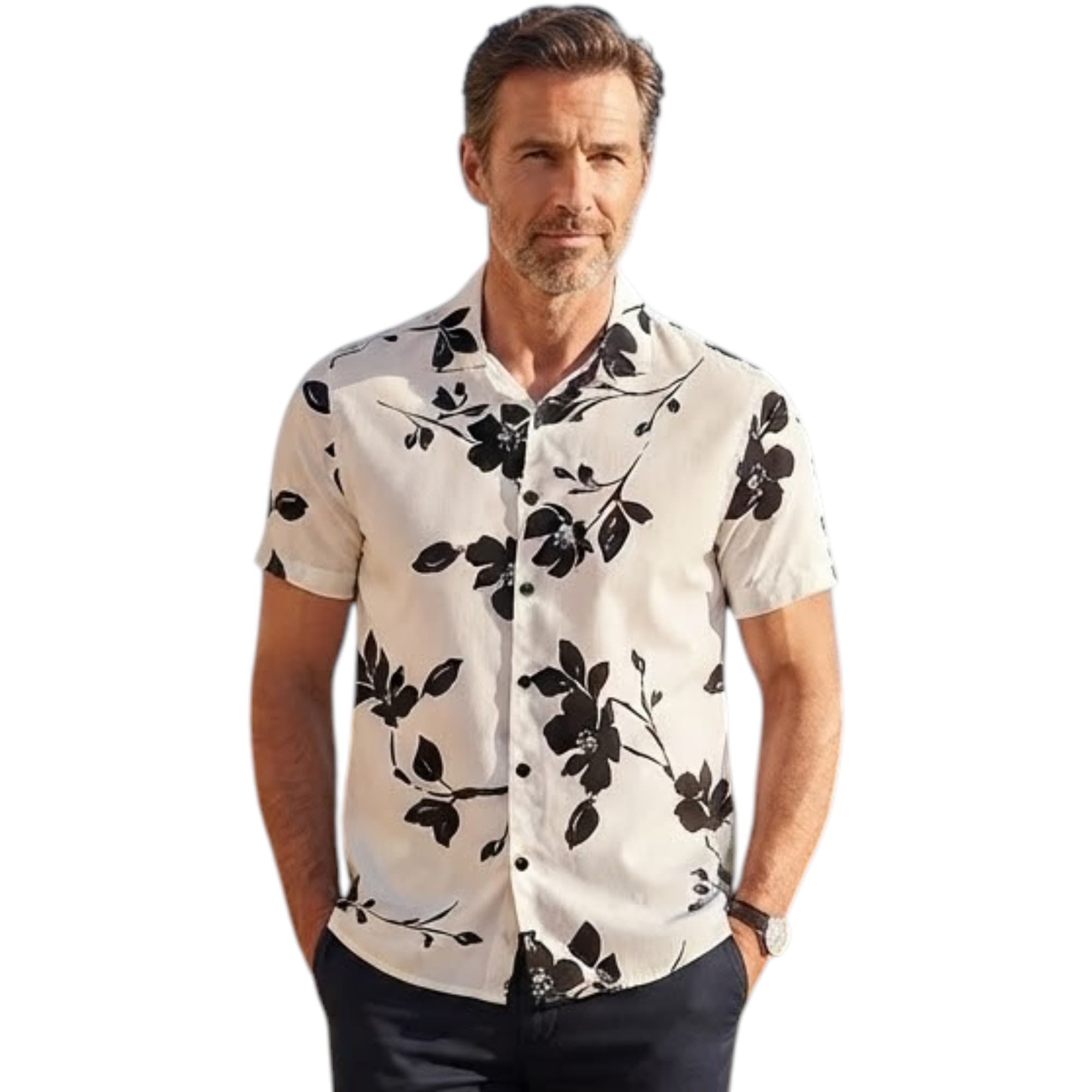 HOLLISTER Mens Short Sleeve Floral Shirt