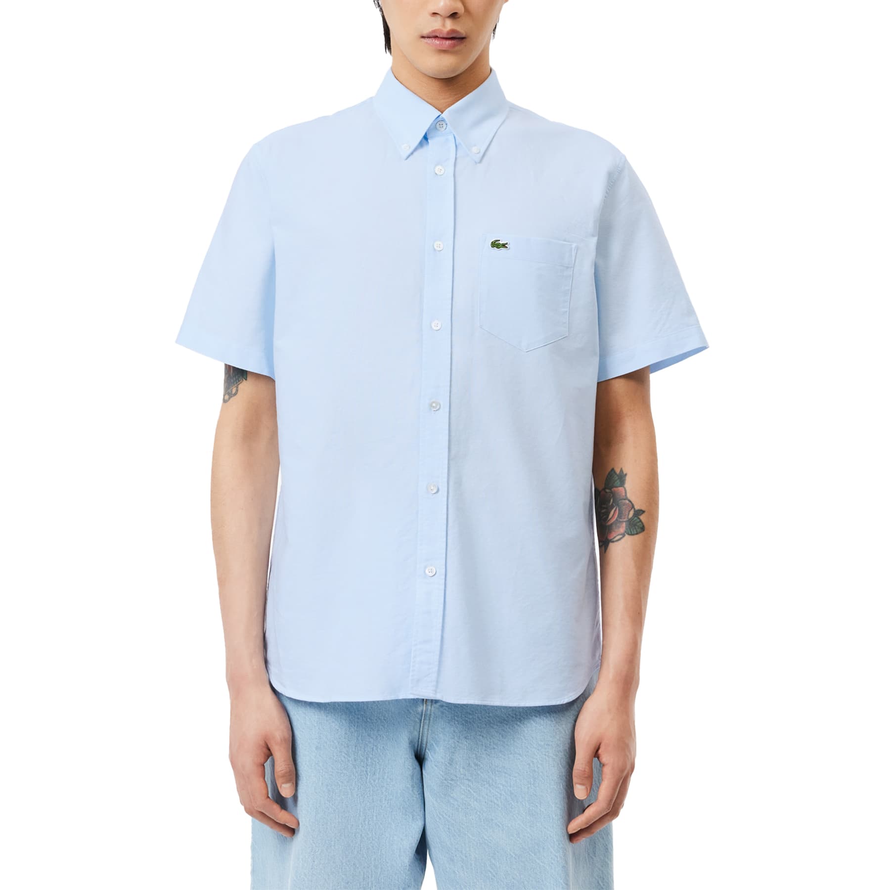 Lacoste CH4976 Men's Oxford Shirt front view in Sky Blue