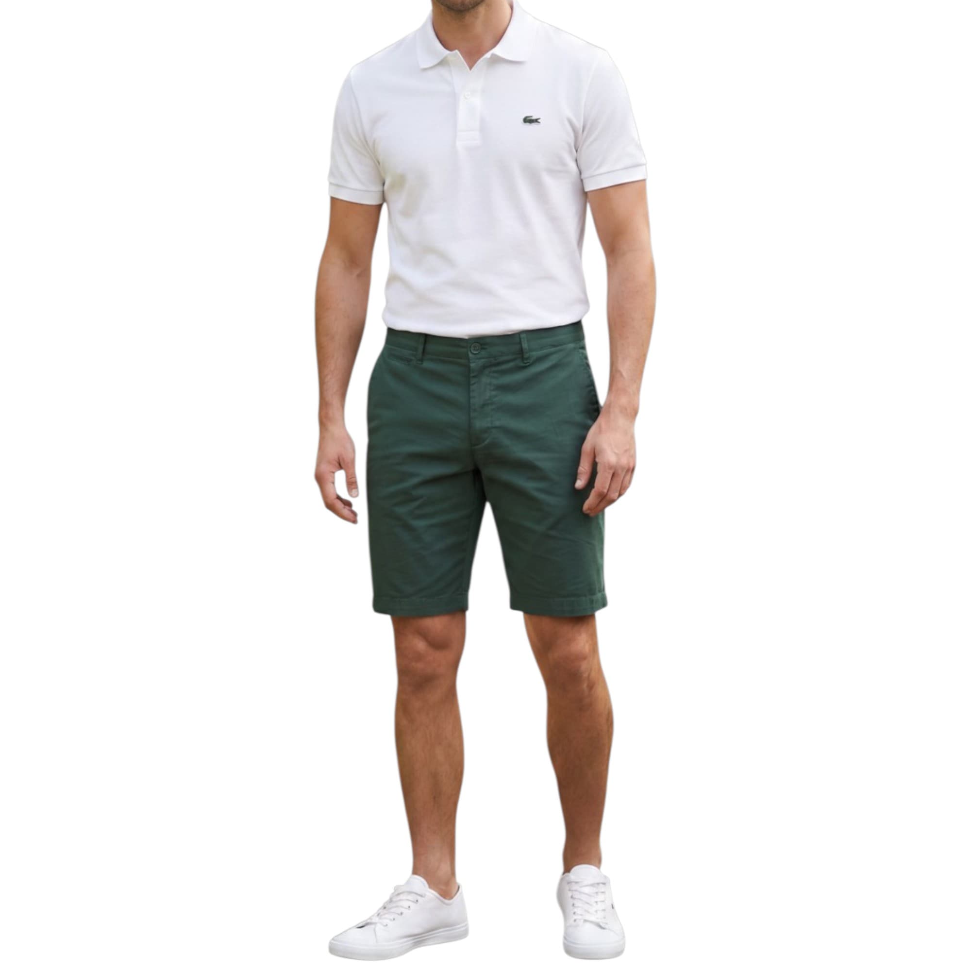 Lacoste FH2647 men's shorts in utility green, front view