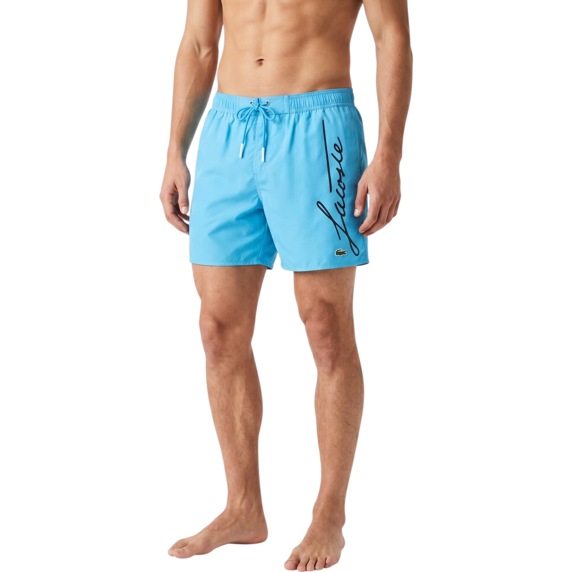 Lacoste MH2699 blue men's swim shorts front view