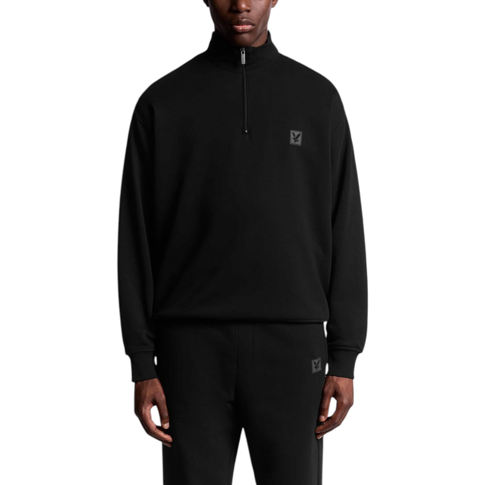 Lyle & Scott LG2311VT men's sweatshirt in jet black, front view with tonal chest logo