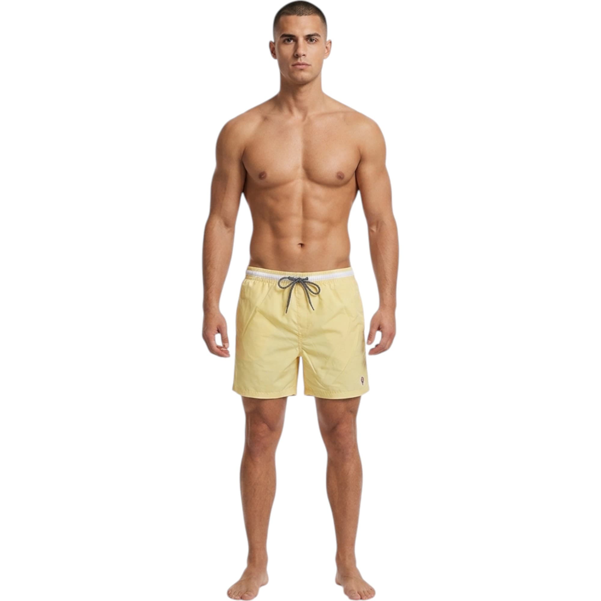 MATALAN men's yellow swimming board shorts front view with elastic waistband