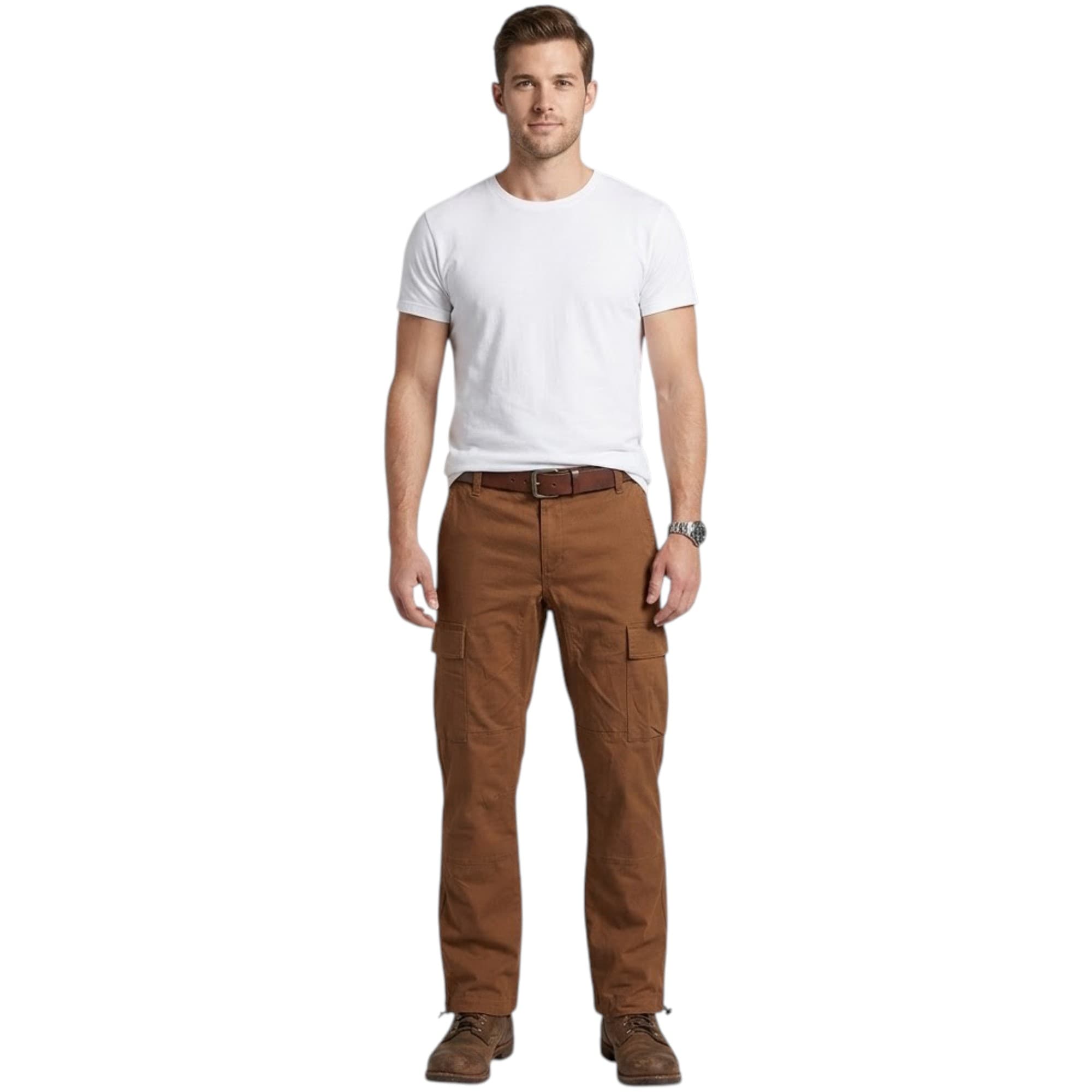 NO BOUNDARIES Mens Cargo Straight Fit Trousers