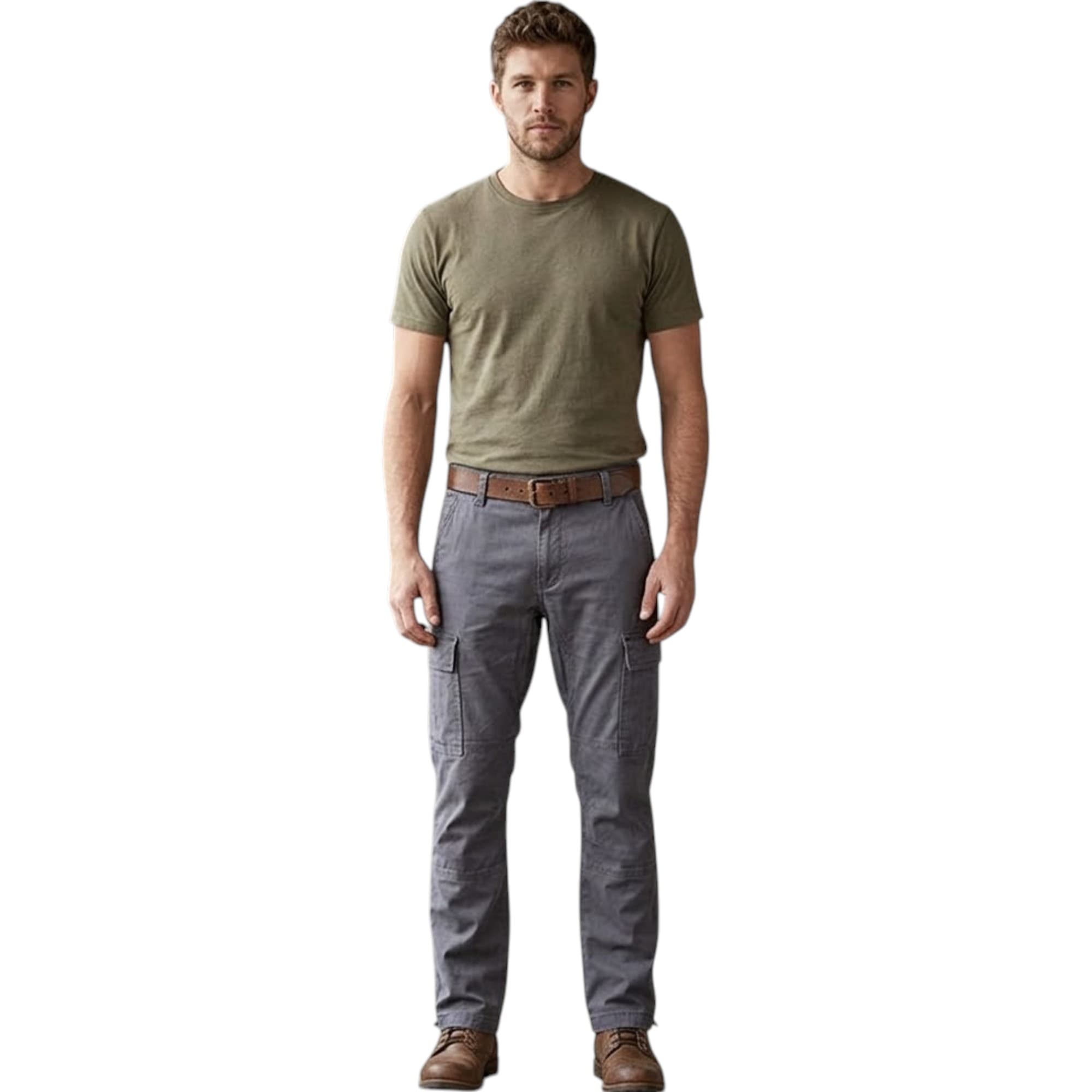 NO BOUNDARIES Mens Cargo Straight Fit Trousers