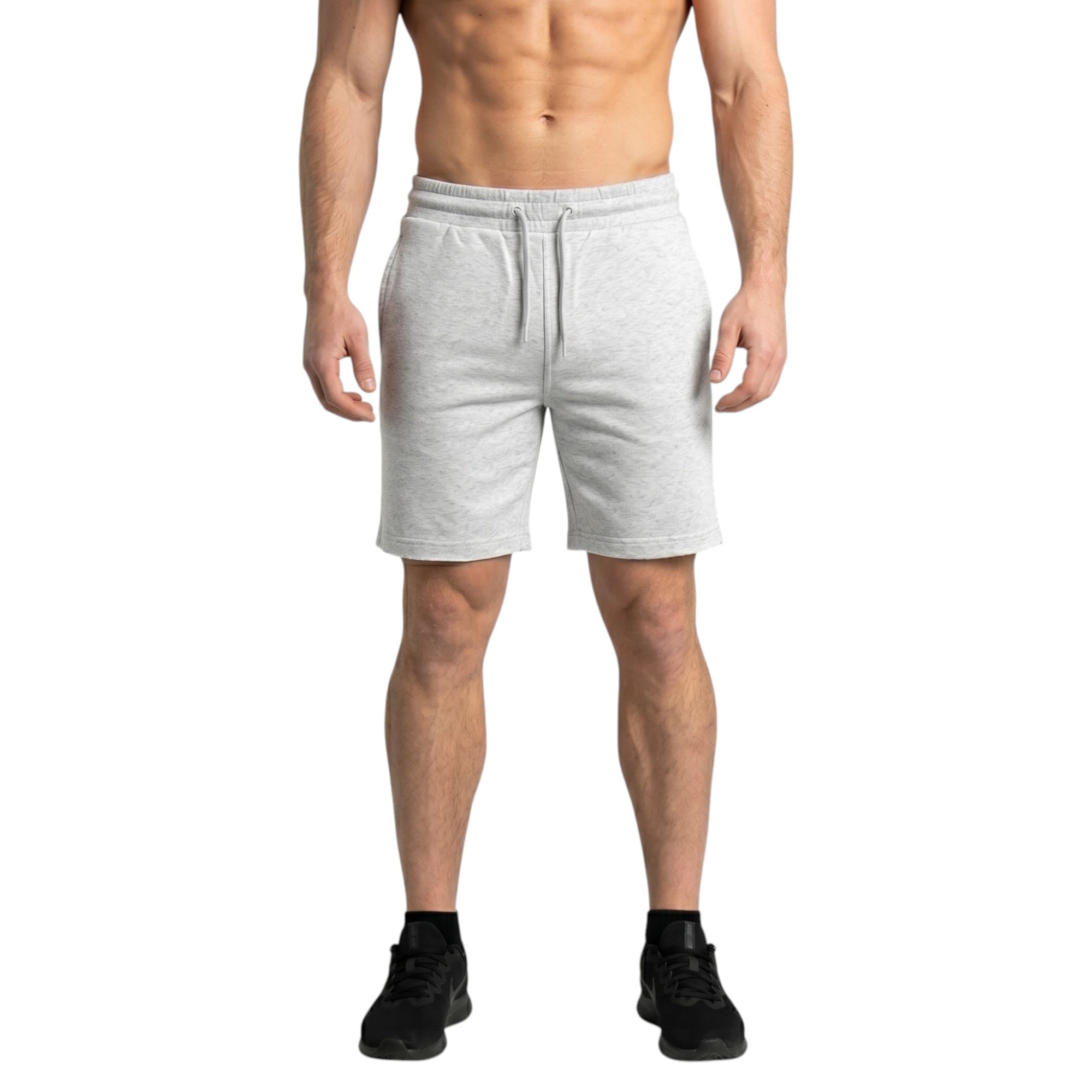 URBAN HERITAGE light grey men's fleece shorts front view
