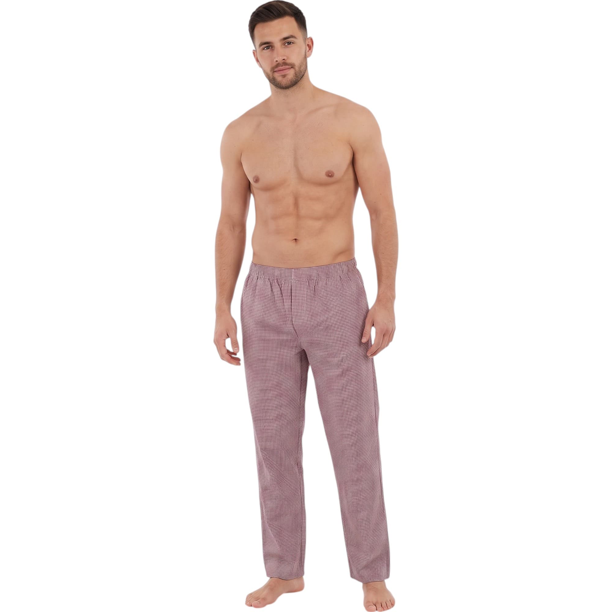 Bottom Up maroon men's pyjama front view with elastic waist
