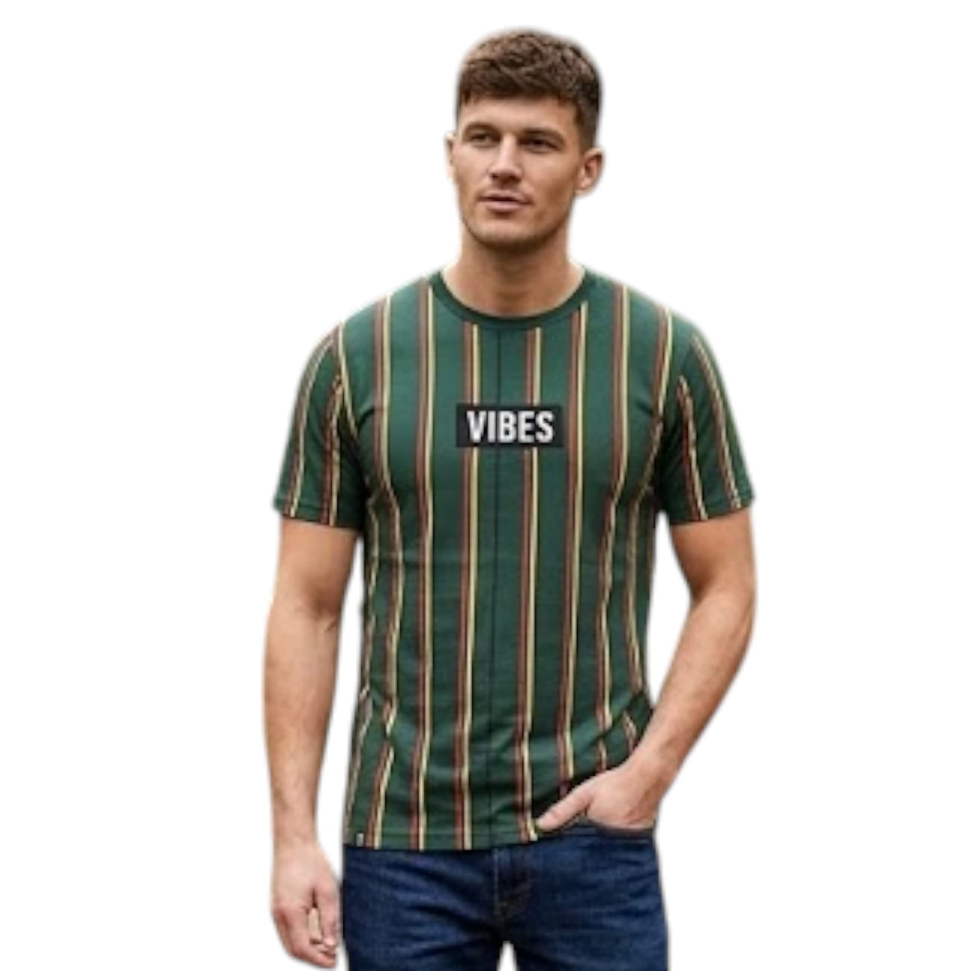 WXYZ green plain stripe men's t-shirt front view