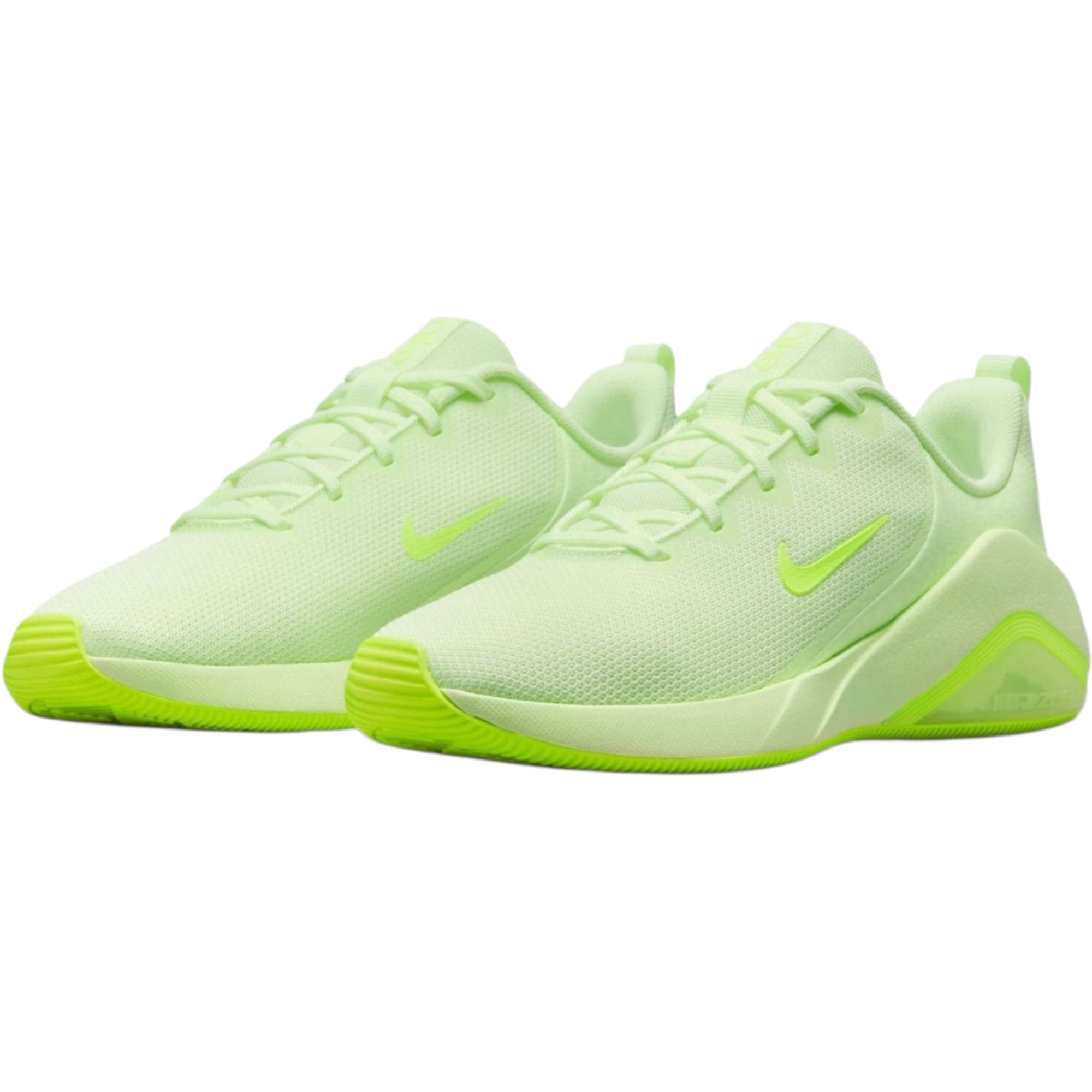 Nike Air Bella 7 women's workout trainers in lime and black, front view