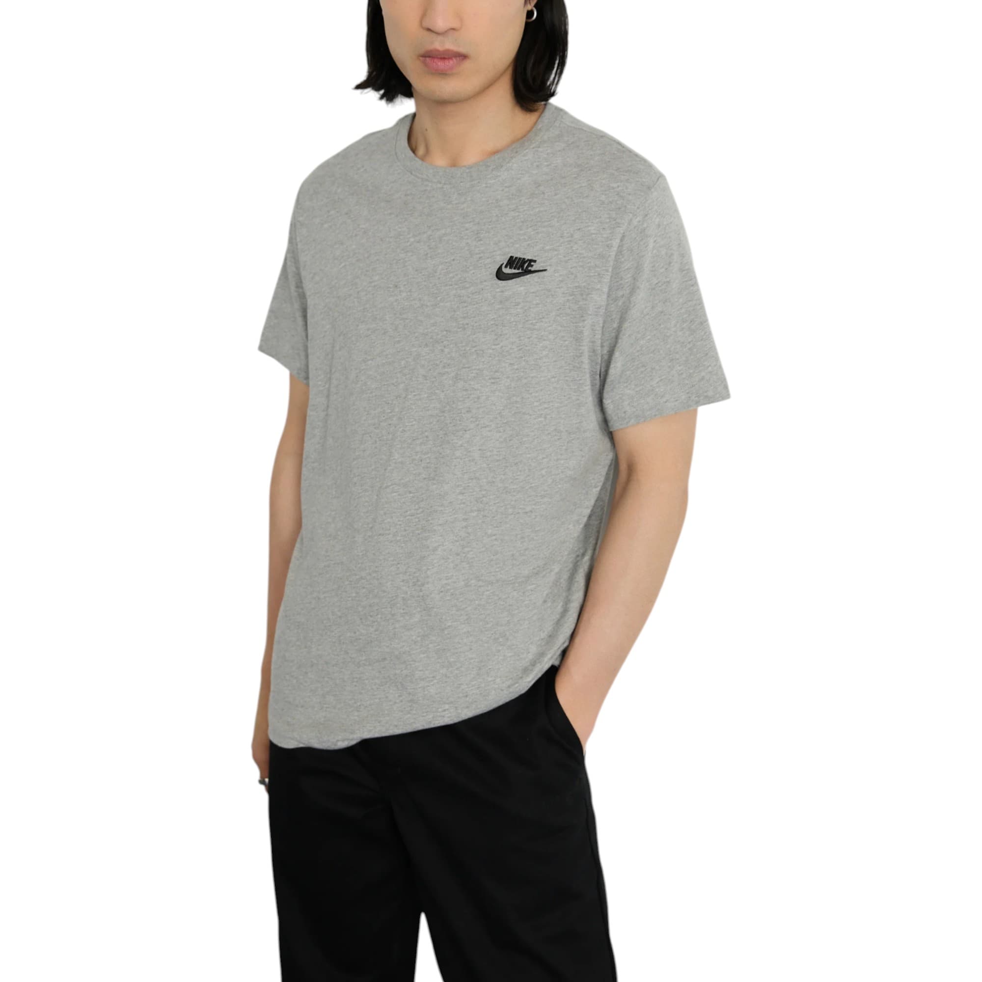 Nike Sportswear Club men's grey cotton t-shirt front view