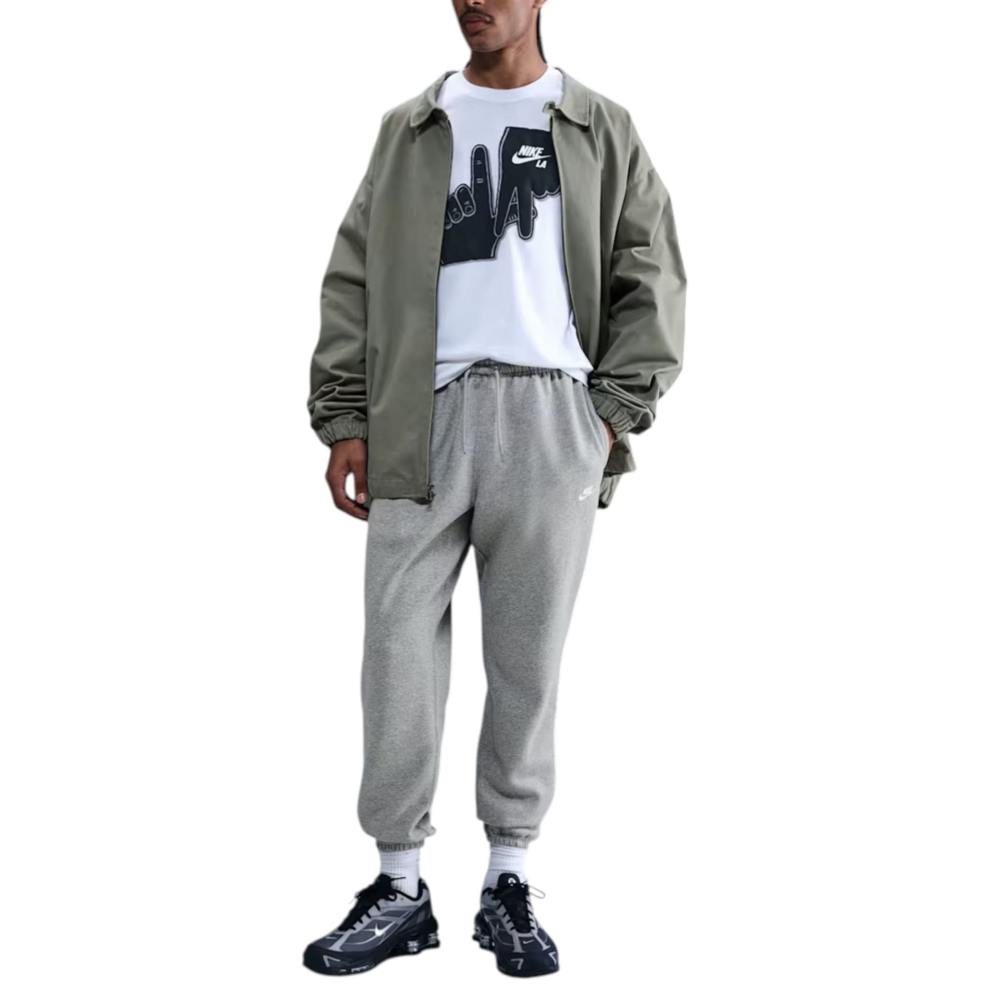 Nike Club FN3808 men's joggers in grey, front view