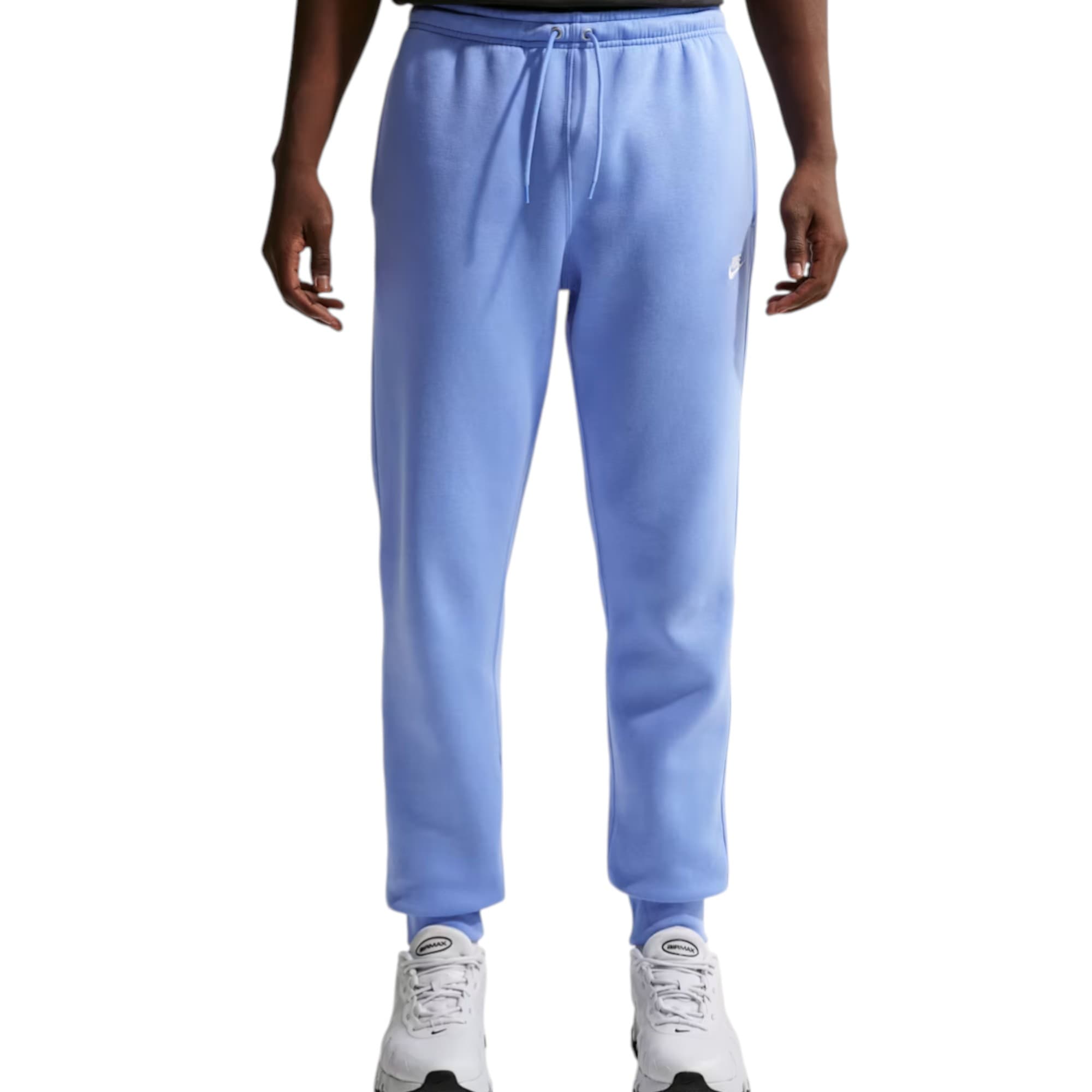 Nike Club men's jogger in dark blue, front view with embroidered logo