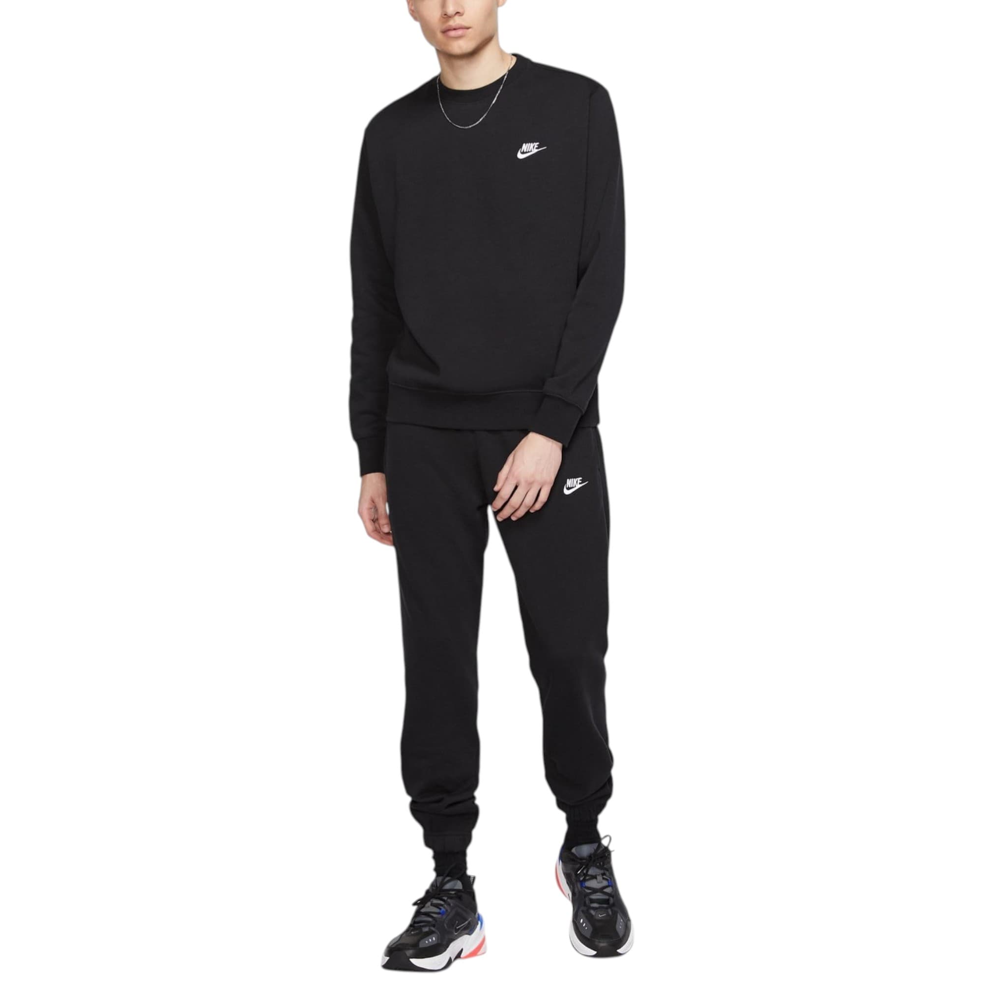 Nike Club FN3886 black men's tracksuit front view with embroidered logo