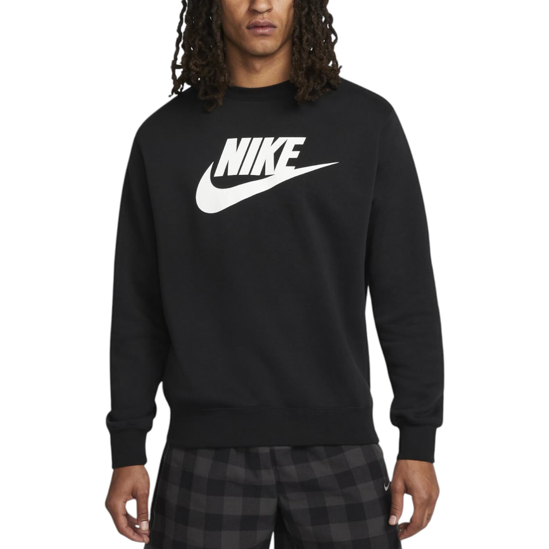 Nike men's black fleece pullover sweatshirt DQ4912 front view