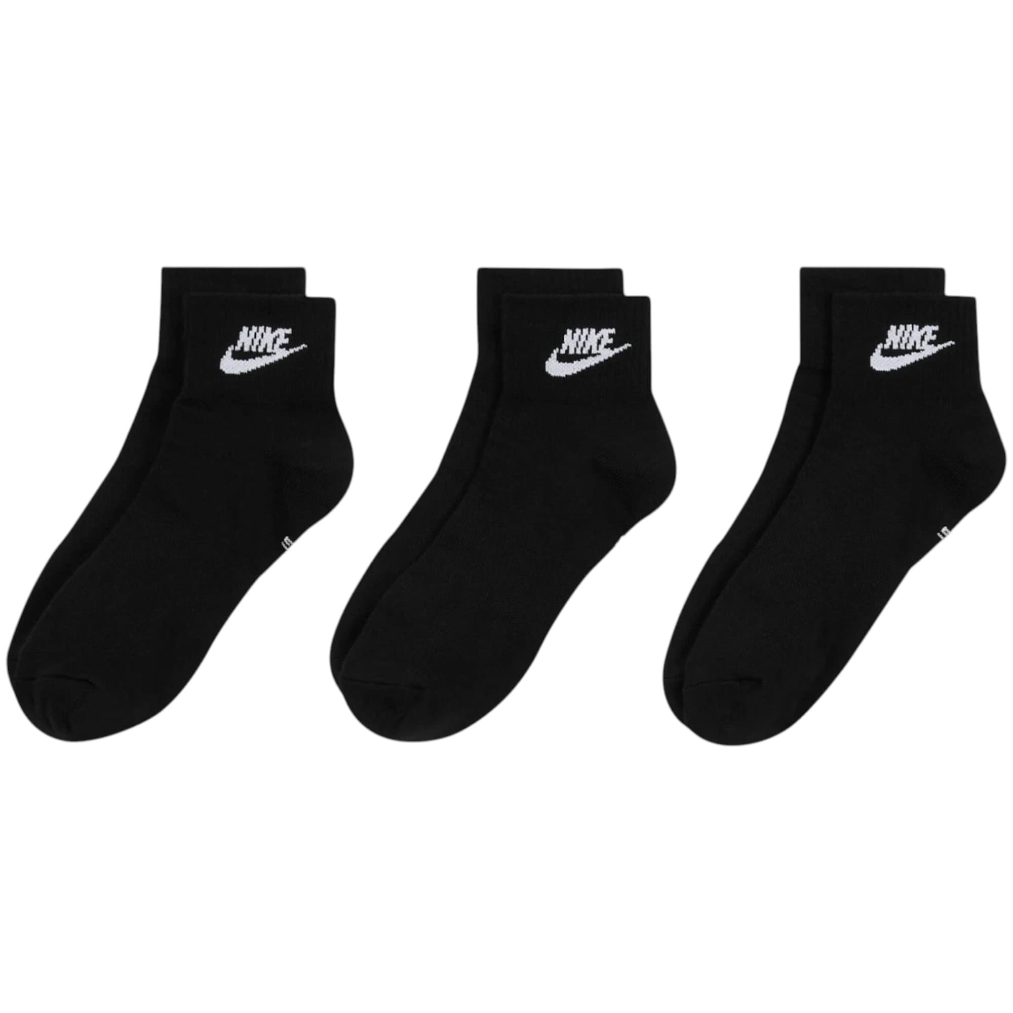 Nike DX5074 mens black ankle socks front view 3-pack