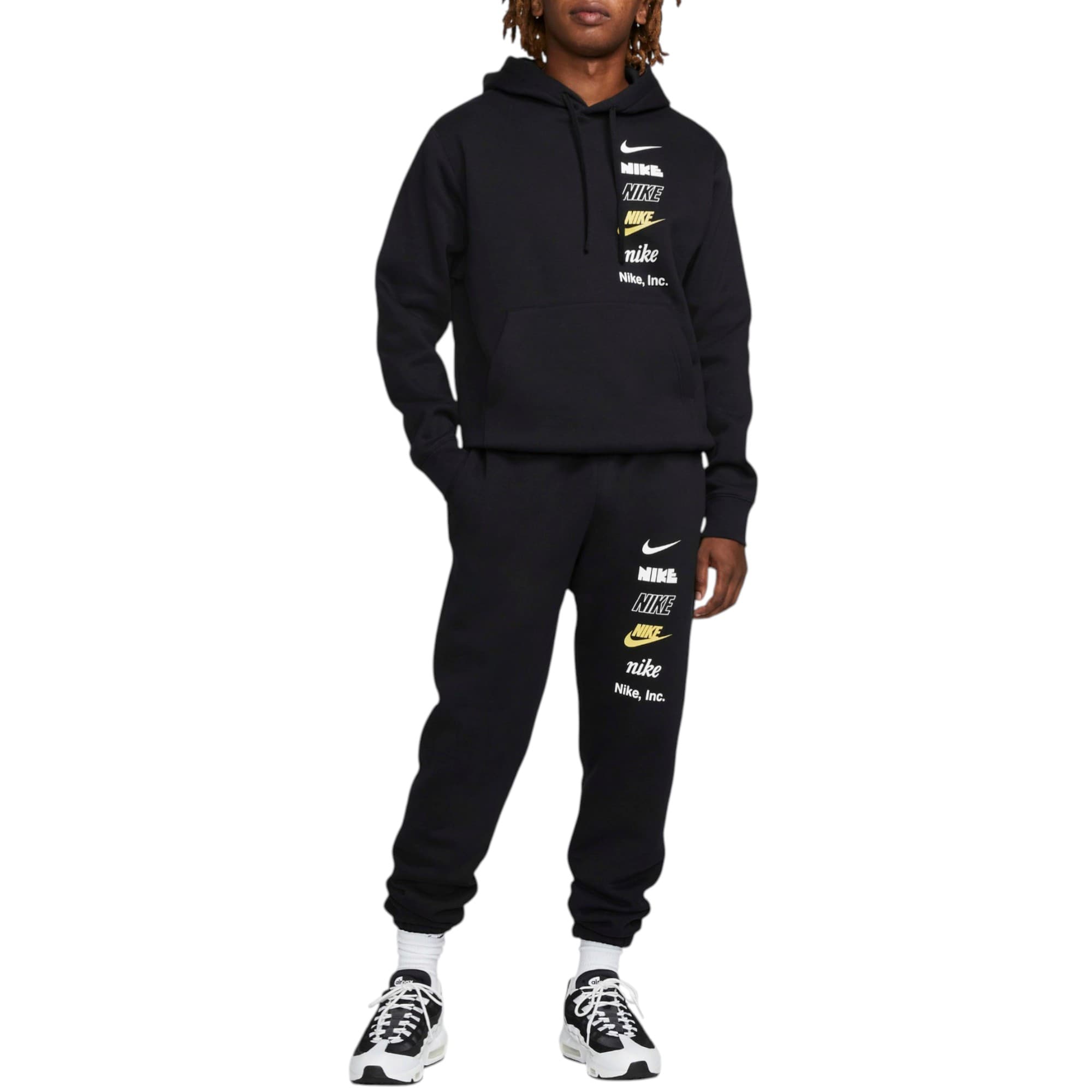Nike black Club BB Stacked pullover fleece hoodie front view