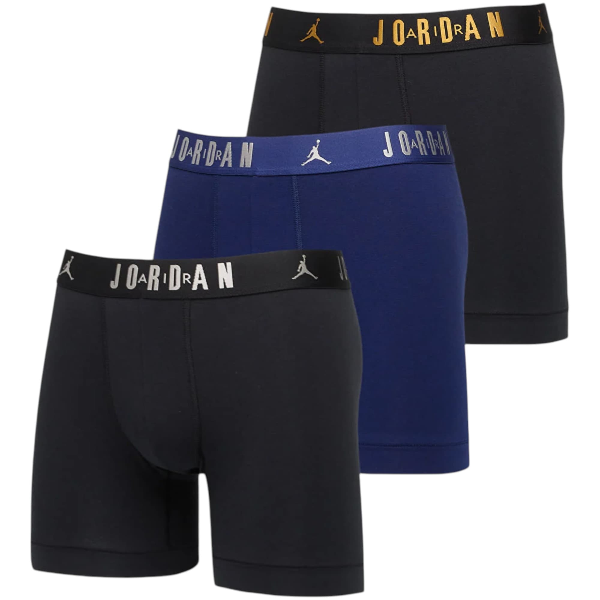 Nike Jordan Flight mens boxer brief 3-pack front view with Black and Gold colourway