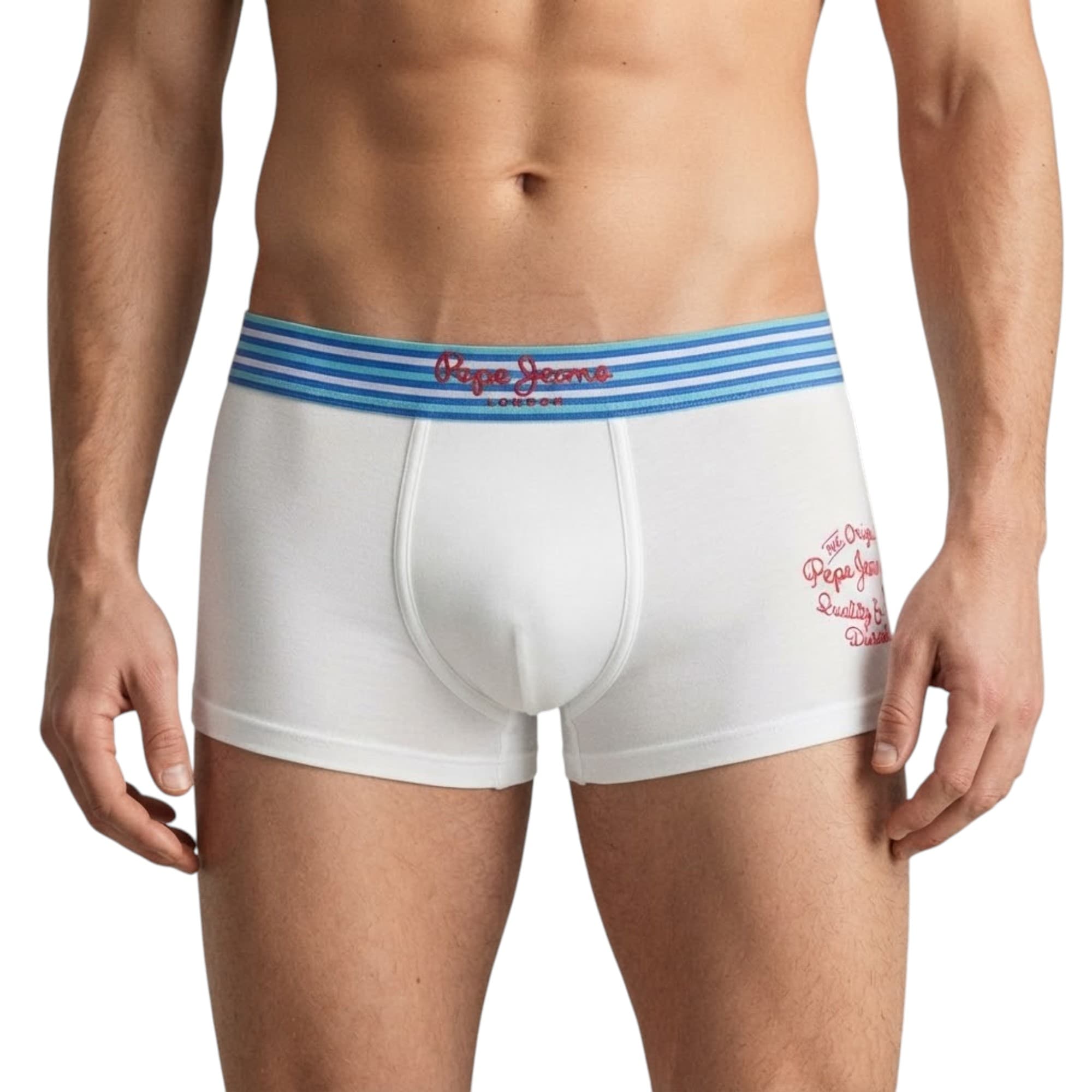 Pepe Jeans London white trunk boxer front view