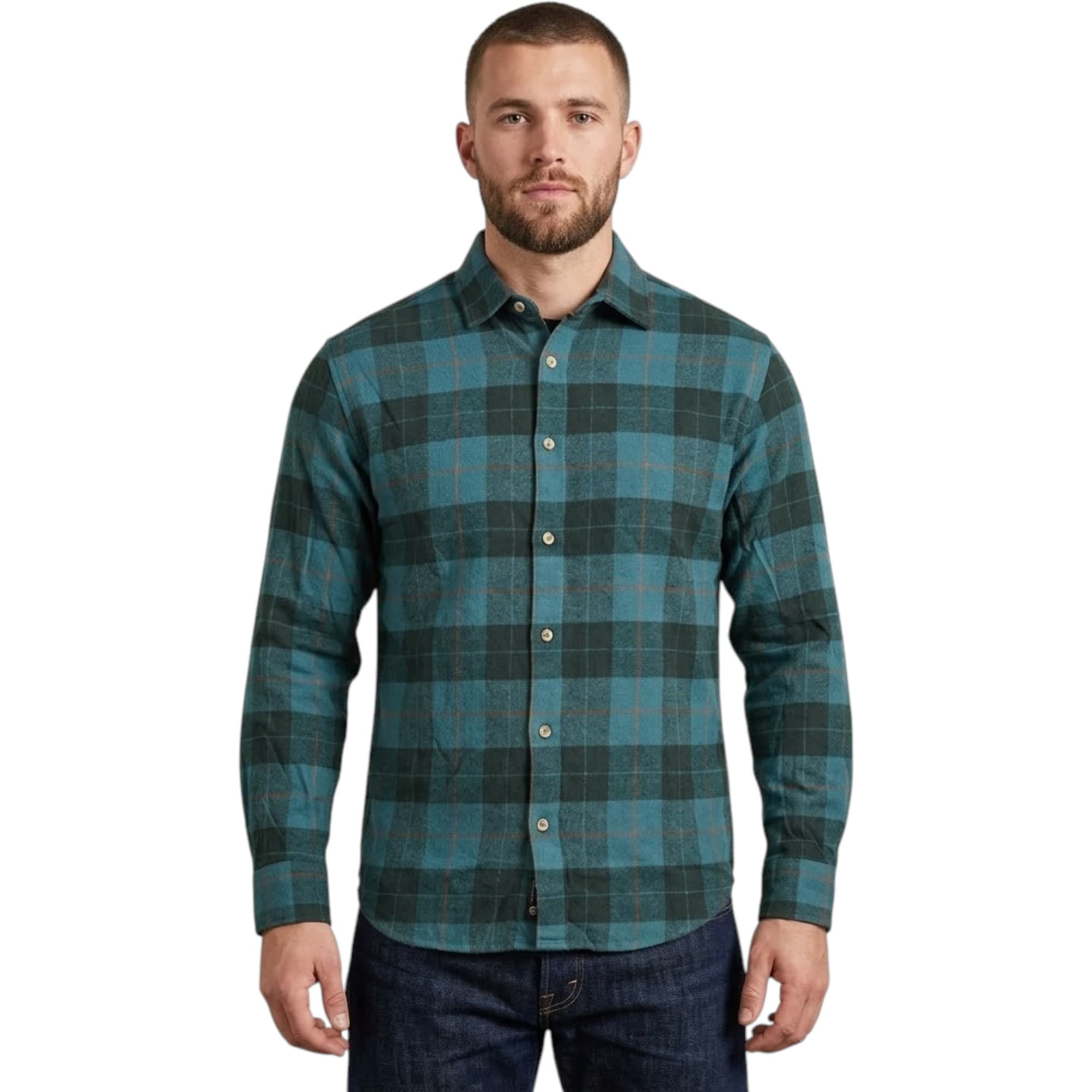 PULL & BEAR Mens Long Sleeve Check Shirts
