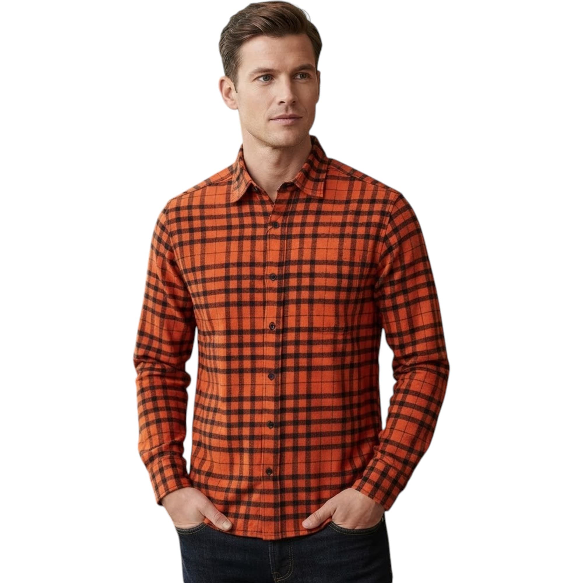 PULL & BEAR Mens Long Sleeve Check Shirts