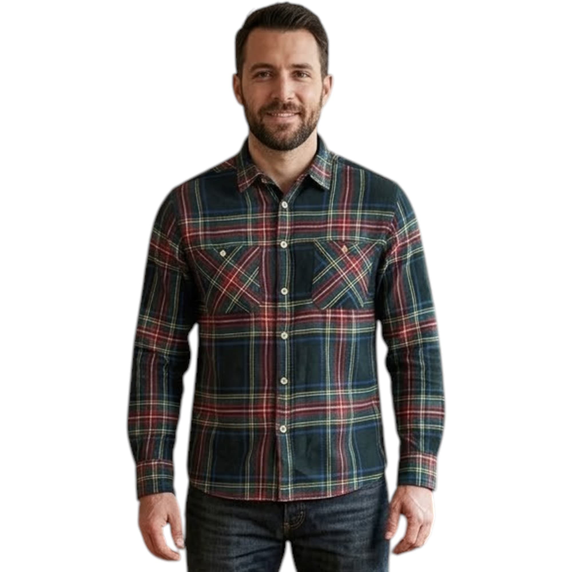 PULL & BEAR Mens Long Sleeve Check Shirts