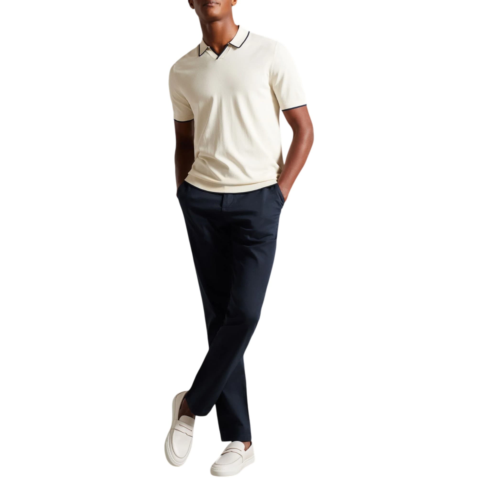 Ted Baker RYCE navy slim-fit chino trousers, front view