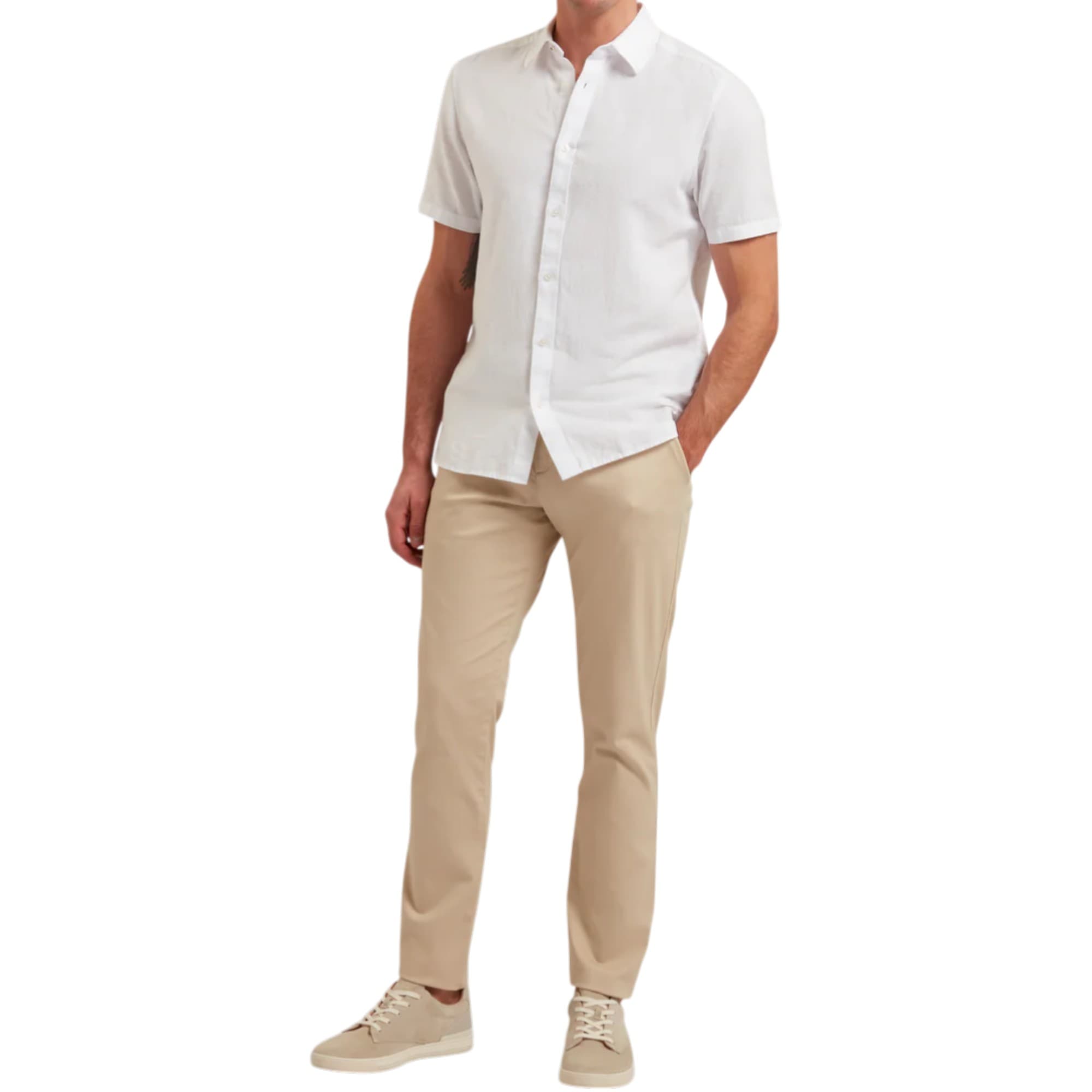 Ted Baker RYCE mens slim fit chinos in stone, front view