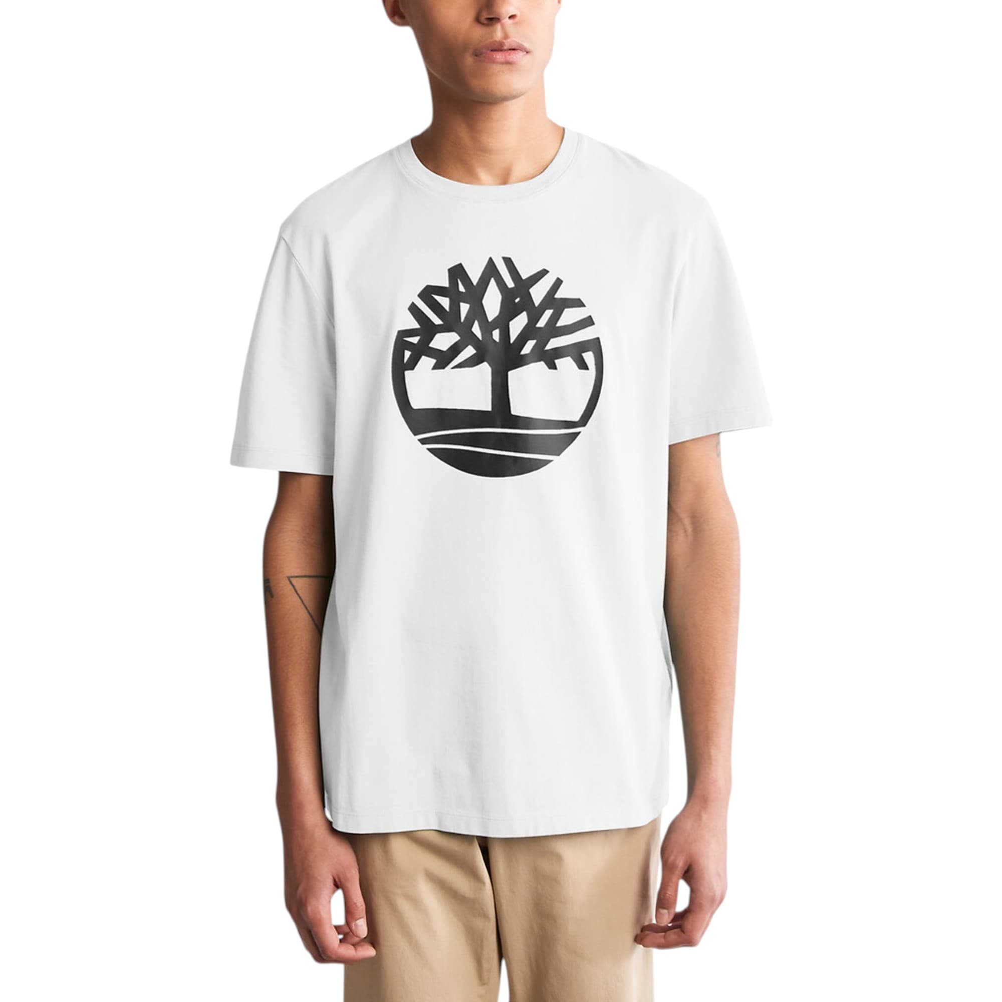 Timberland men's white Kennebec River crew neck t-shirt with tree logo front view
