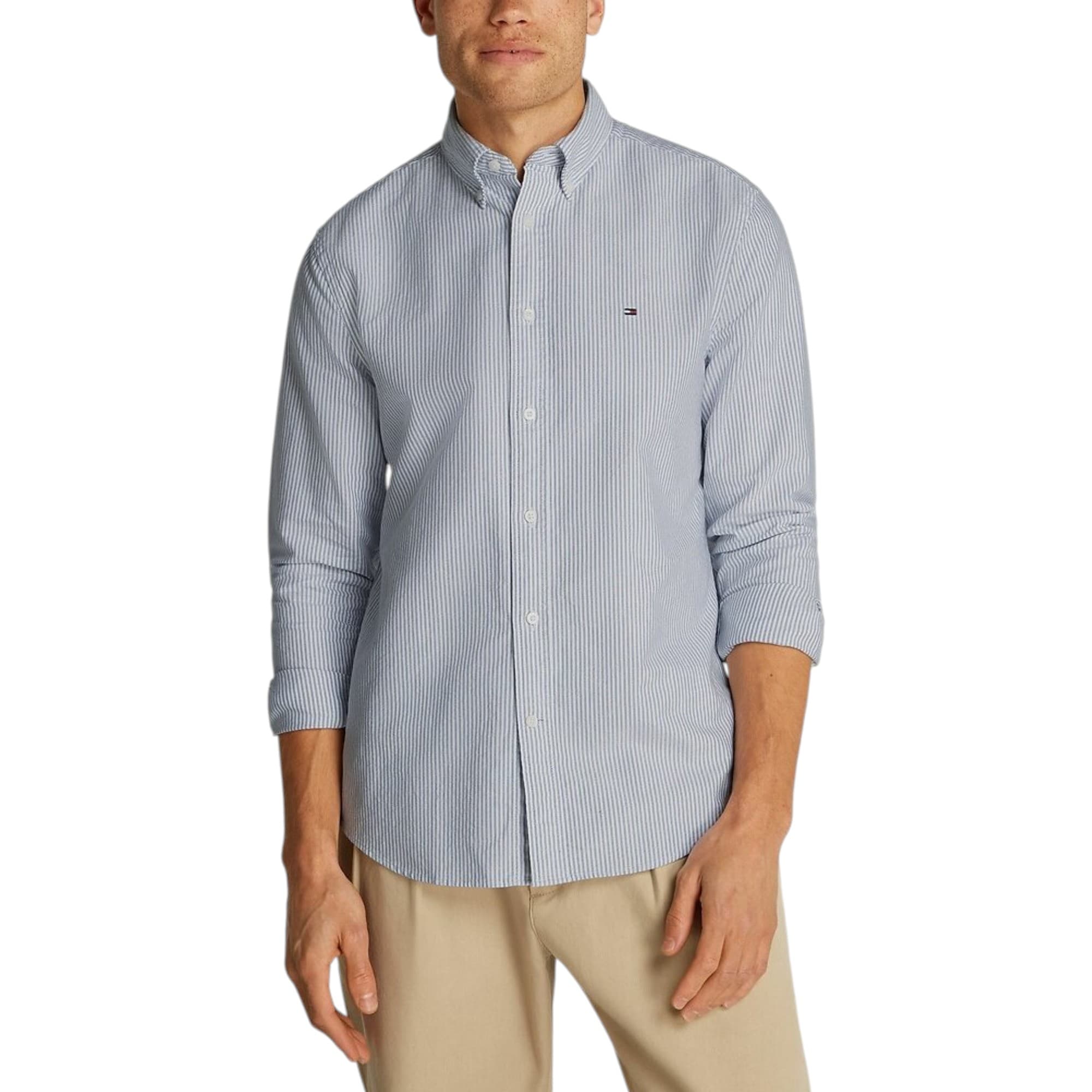 Tommy Hilfiger Mens TH Flex Oxford Stripe Shirts