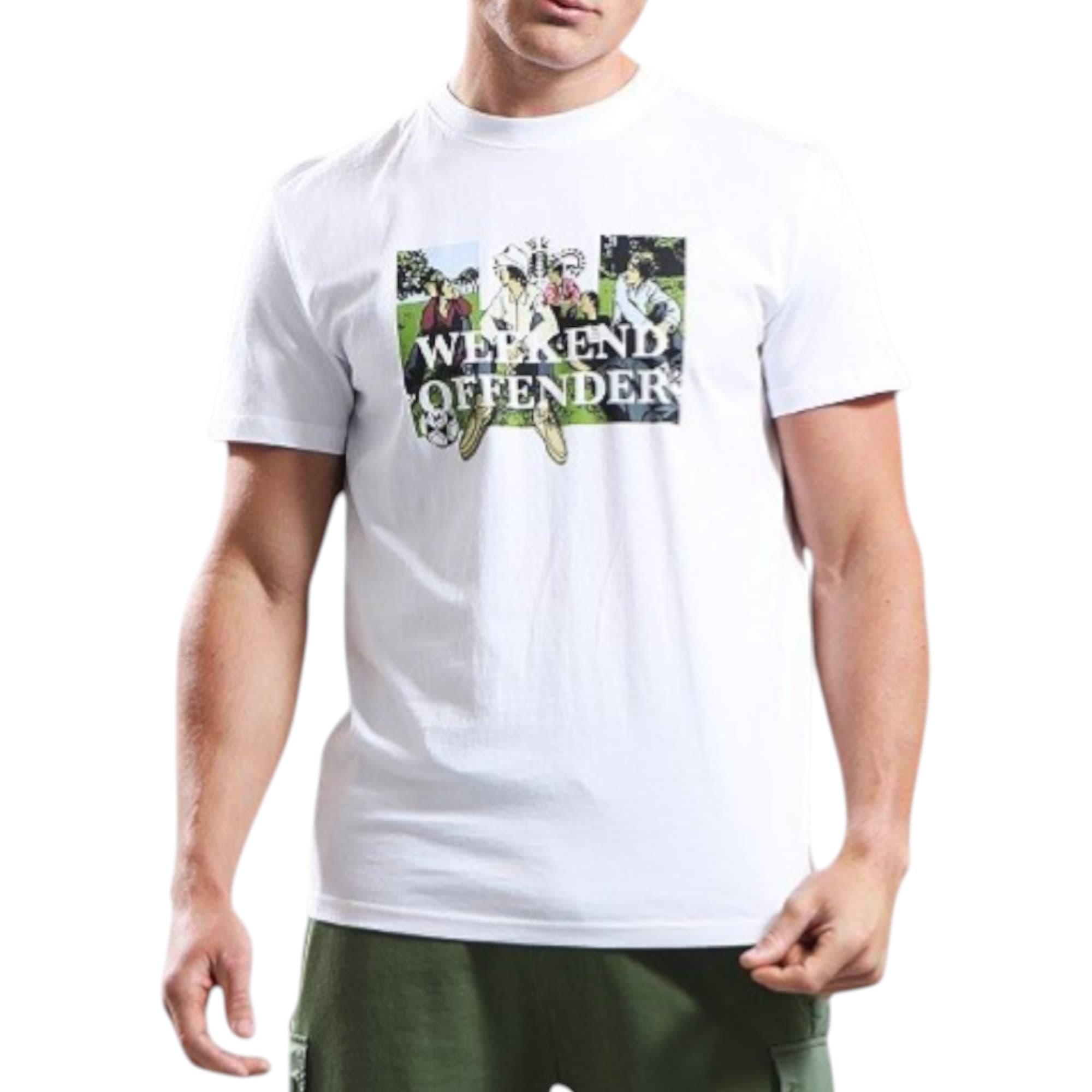Weekend Offender white men's t-shirt front view with ribbed crew neck