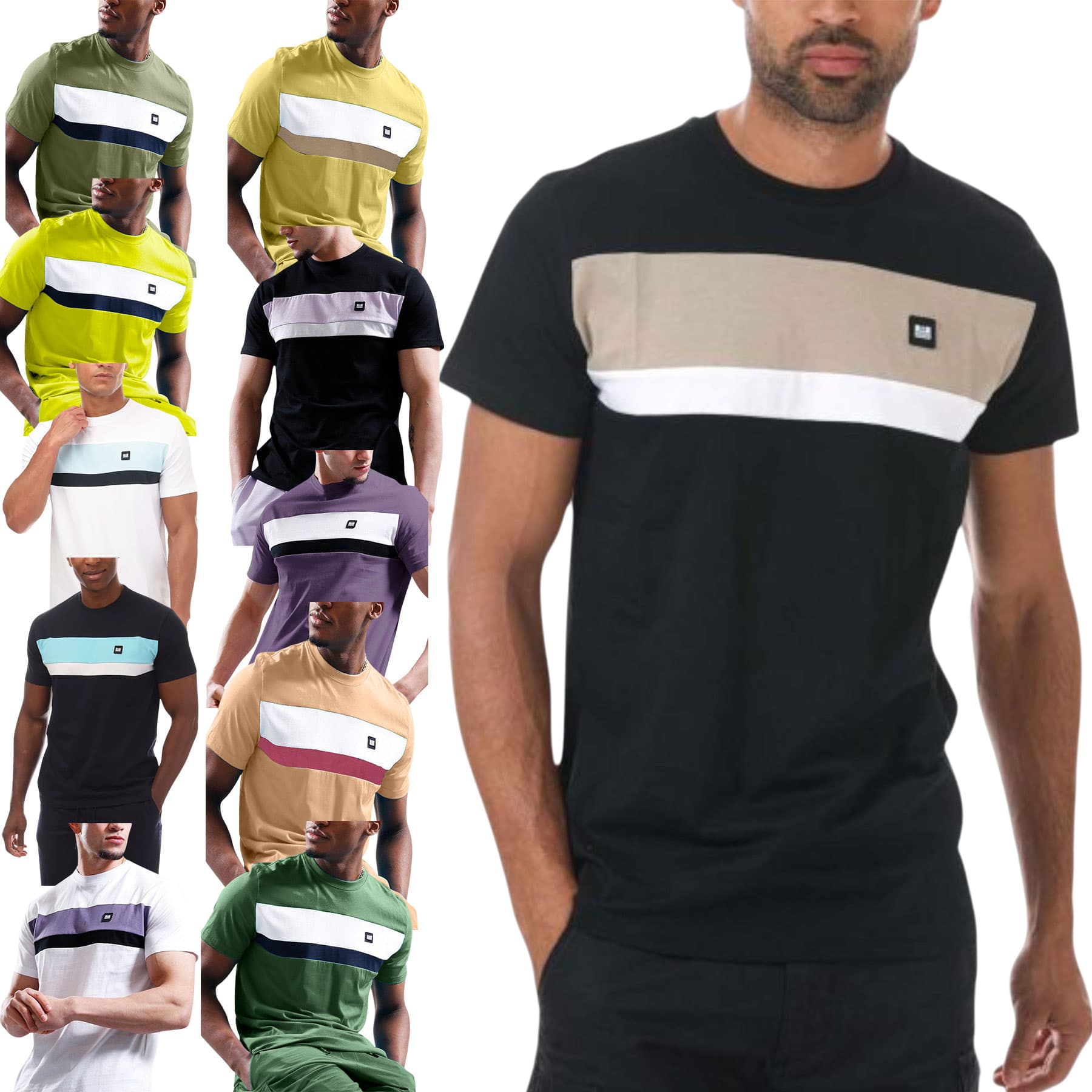 Weekend Offender Crossword mens T-shirt in lime, front view with comfort rib neck
