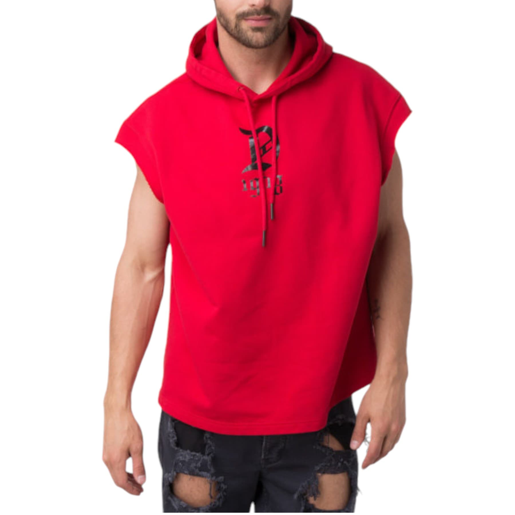 Diesel S Drive GR-QA mens red cotton sleeveless hoodie front view