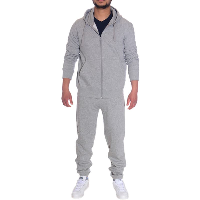 D & H grey mens fleece tracksuit hoodie front view