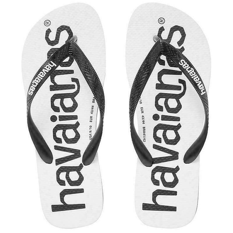 Havaianas white mens flip-flops front view with logo strap