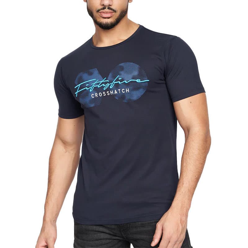 CROSS HATCH men's navy camo print t-shirt front view