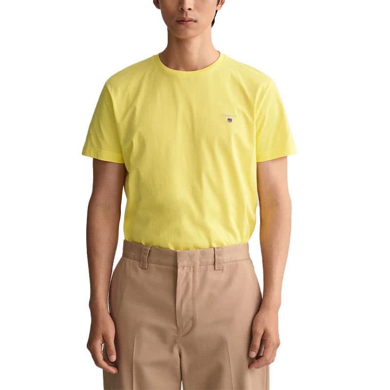 GANT yellow crew neck men's t-shirt front view