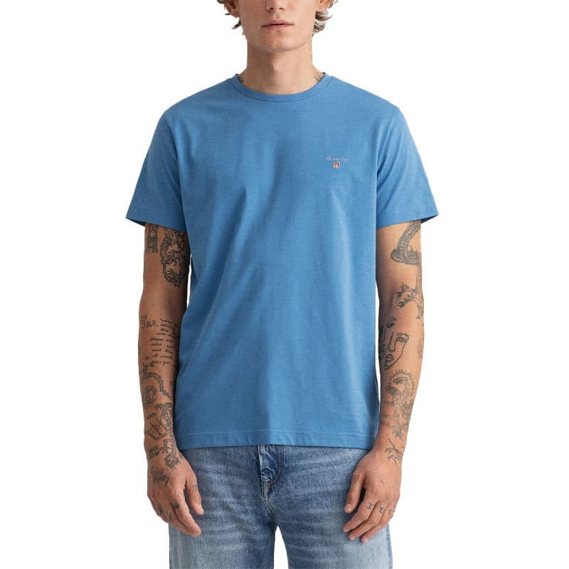 Gant men's cobalt blue crew neck T-shirt, front view