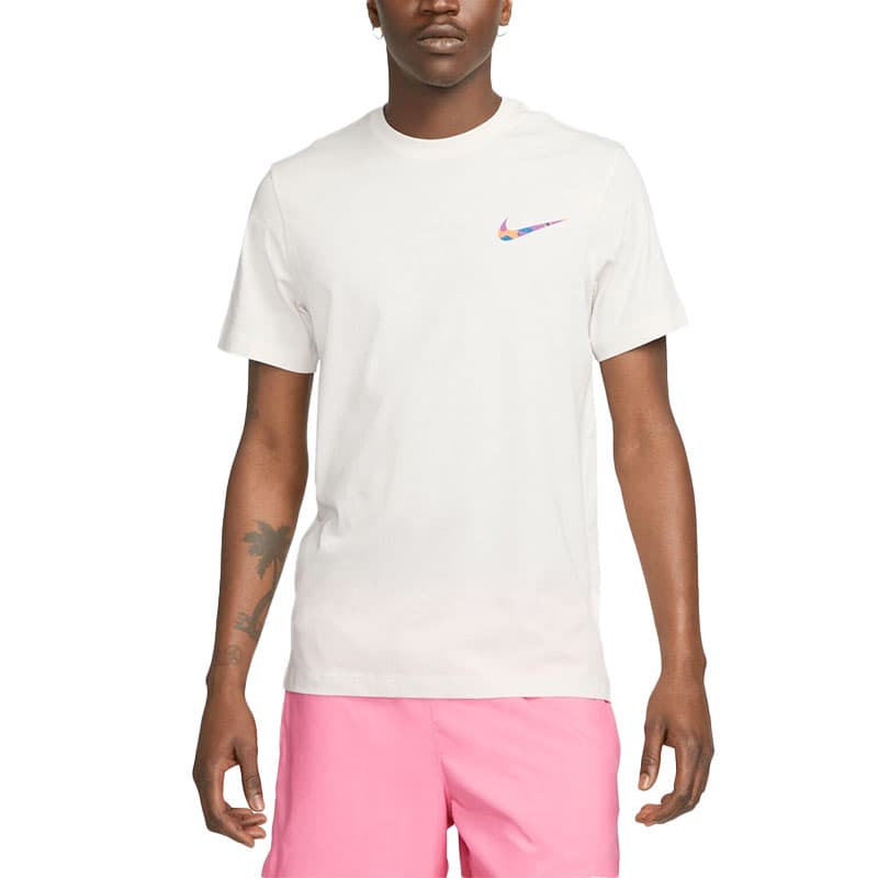 Nike Club Swoosh HDY Print men's white t-shirt front view with logo