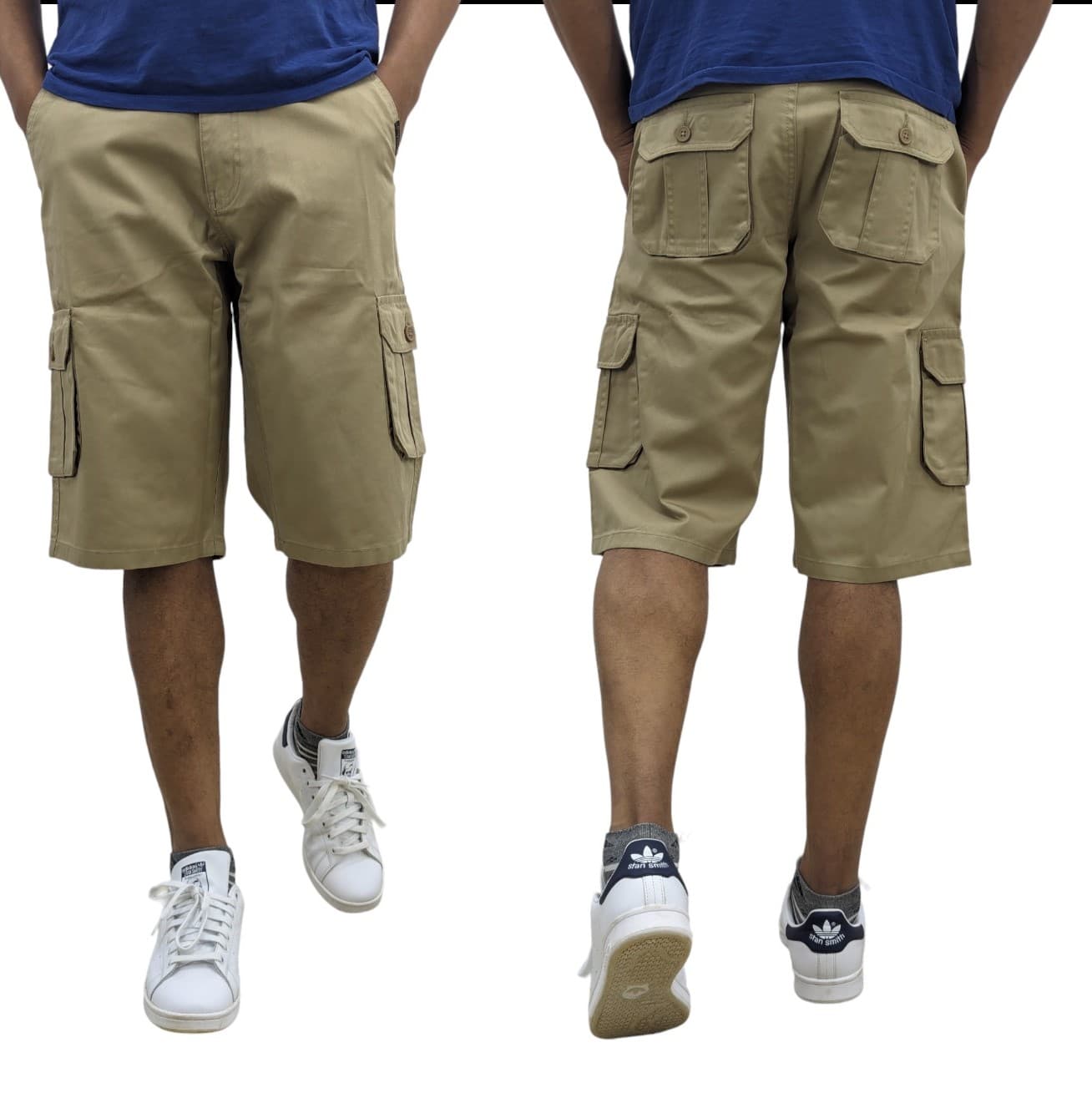 Bottom Up beige men's cargo shorts front view