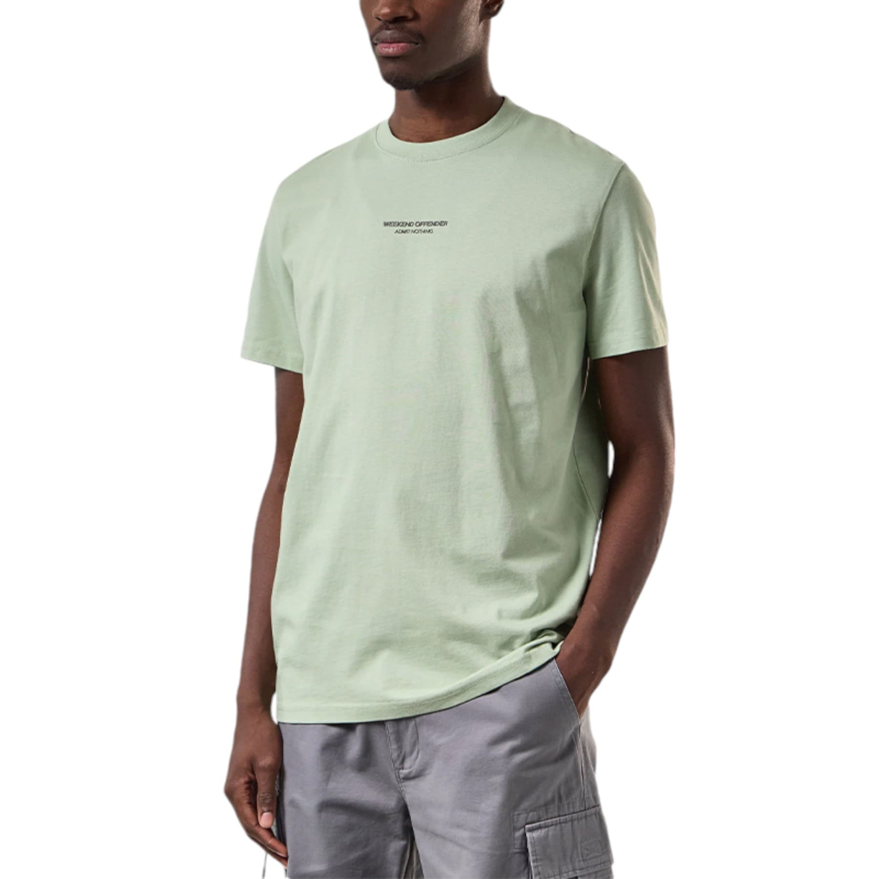 Weekend Offender Millergrove men's light green cotton t-shirt front view