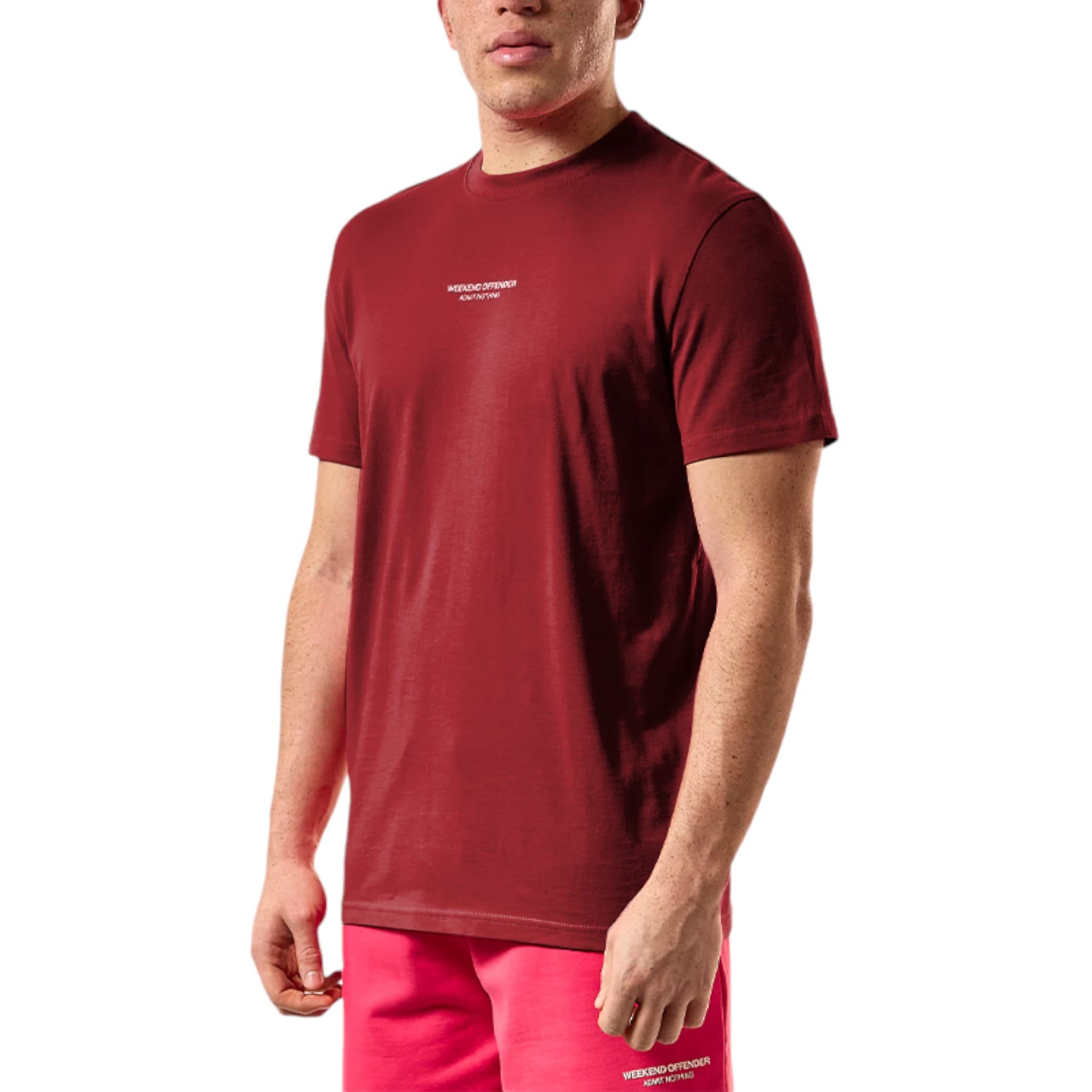 Weekend Offender Millergrove men's t-shirt in wine, front view