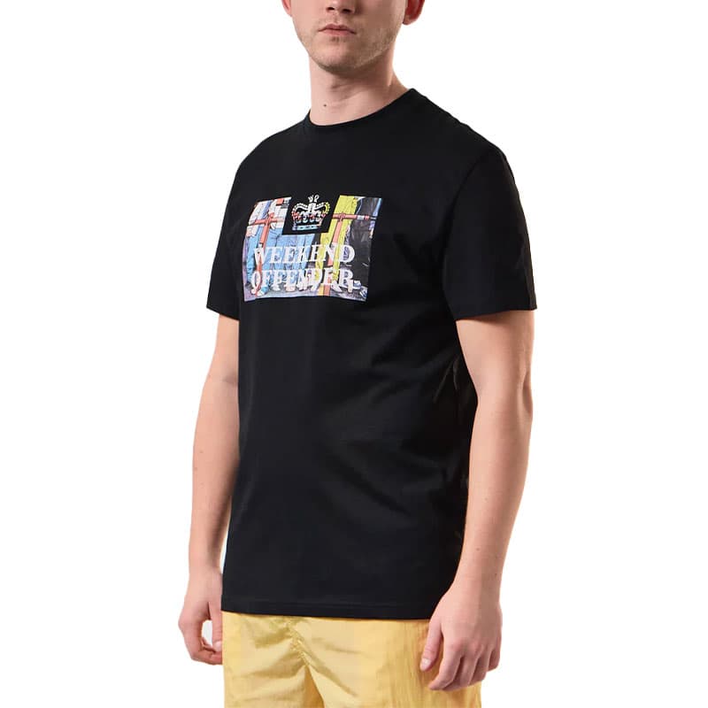 Weekend Offender Bissel black crew neck men's t-shirt front view