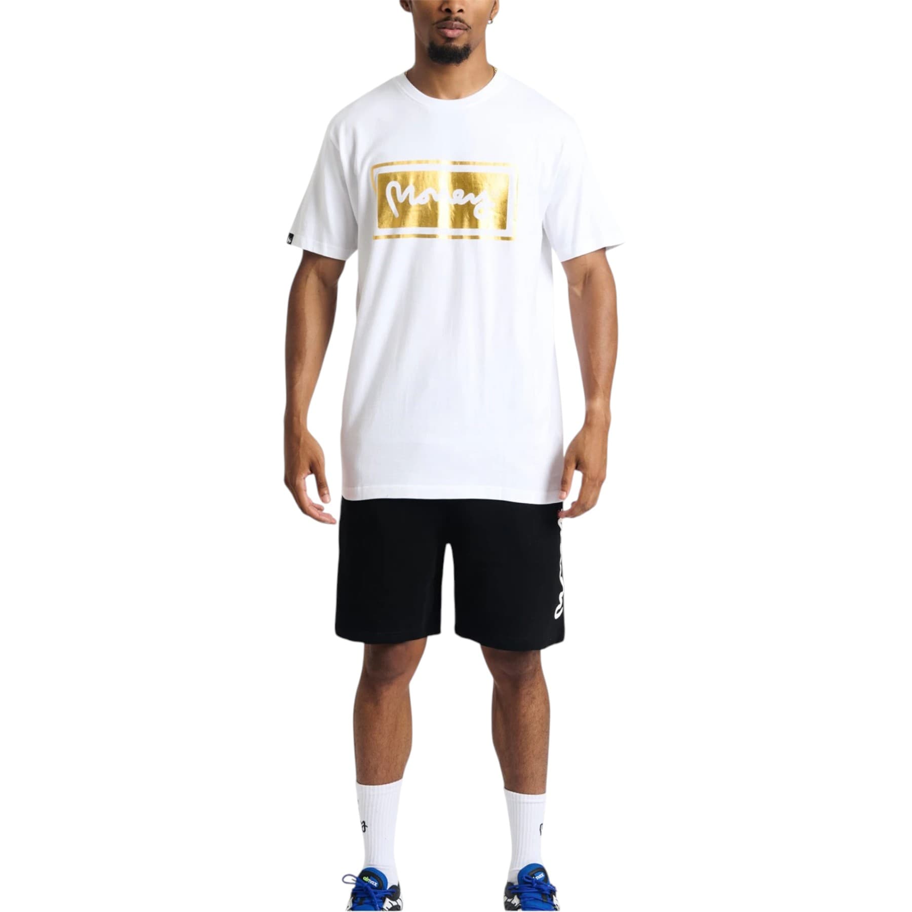 Money Clothing black cotton shorts with Ape logo front view