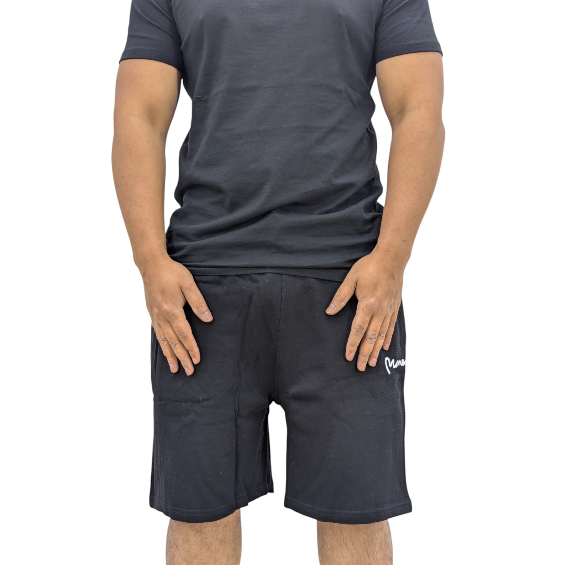 Money Clothing black cotton men's shorts front view with drawstring
